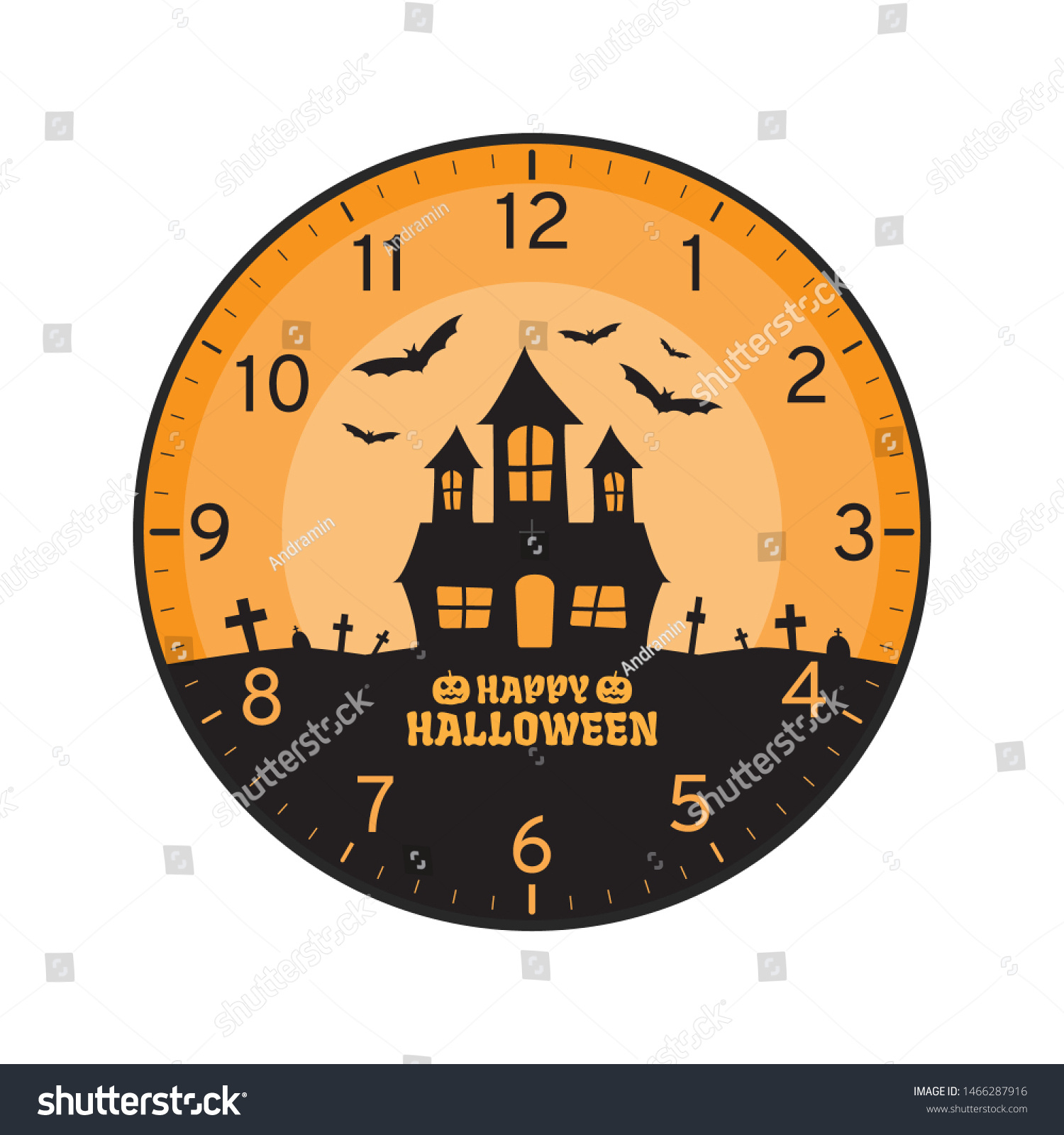 Happy Halloween Concept Printable Wall Clock Stock Vector (Royalty with regard to Printable Halloween Clock Face