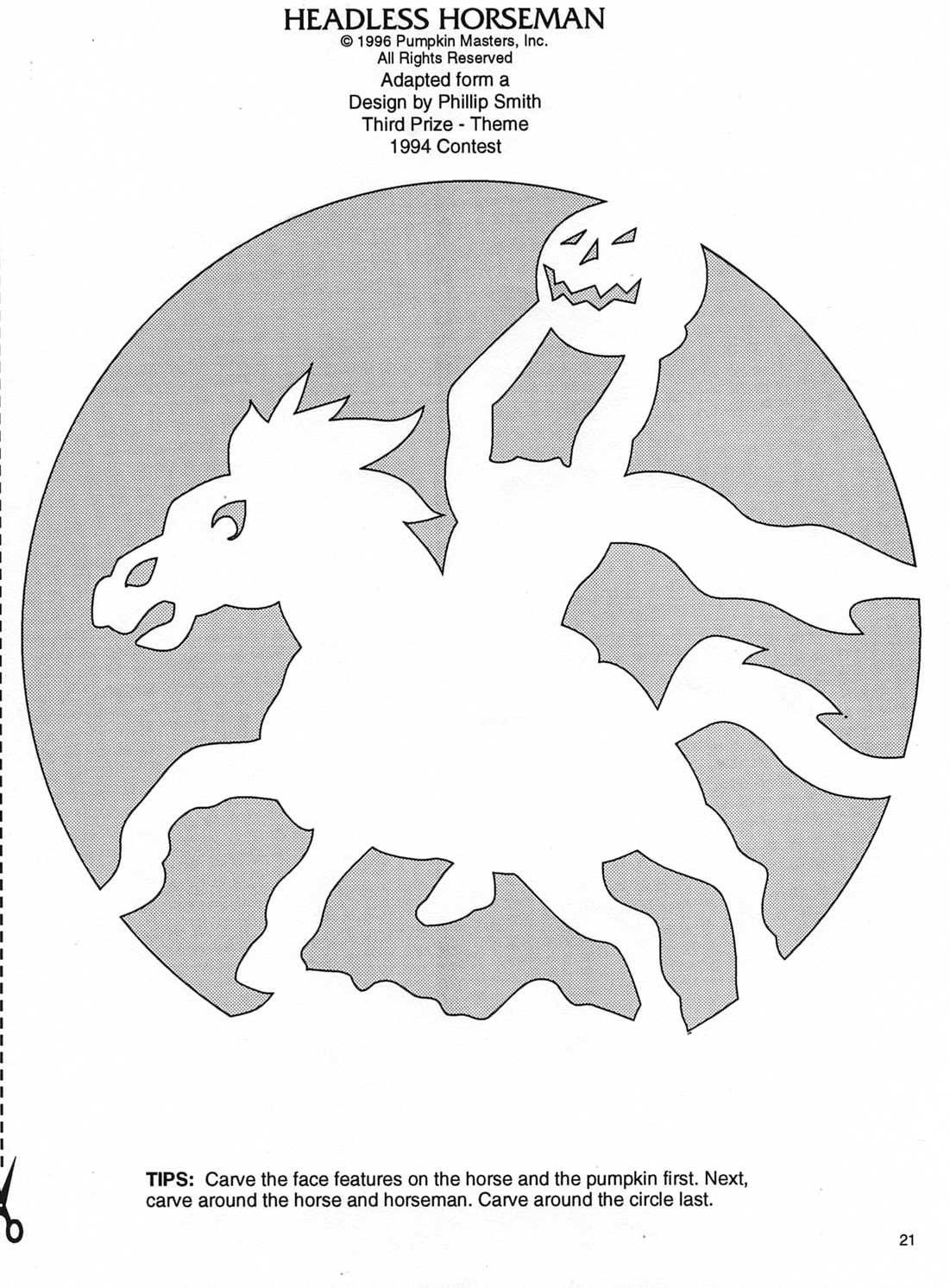 Headless Horseman (Free Pumpkin Stencil - Pumpkin Pattern inside Printable Headless Horseman Pumpkin Stencil