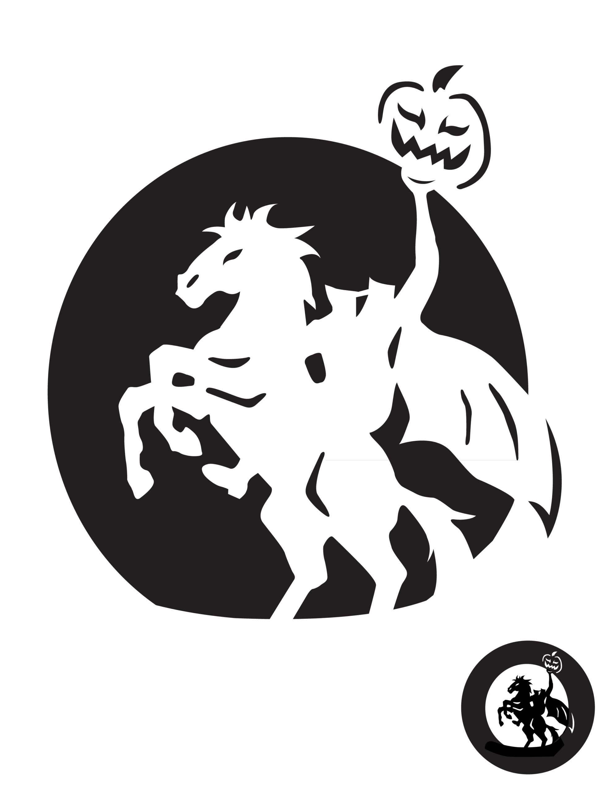 Headless Horseman (Pumpkin Stencil - Pumpkin Pattern - Pumpkin with Printable Headless Horseman Pumpkin Stencil