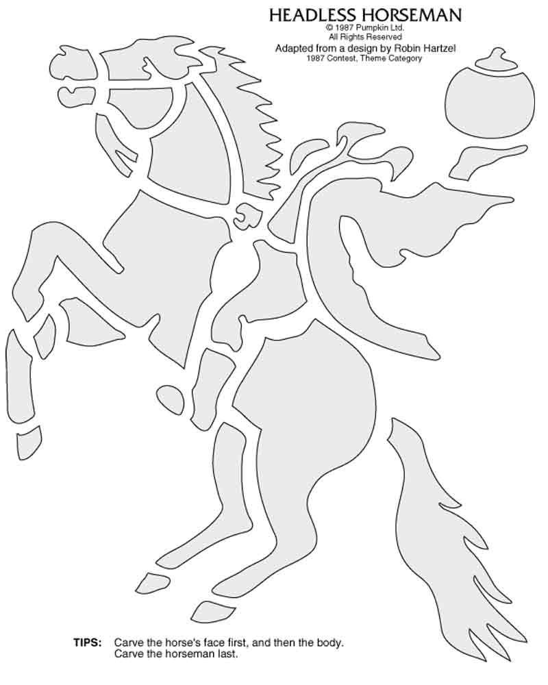 Headless Horseman Pumpkin Stencil within Printable Headless Horseman Pumpkin Stencil