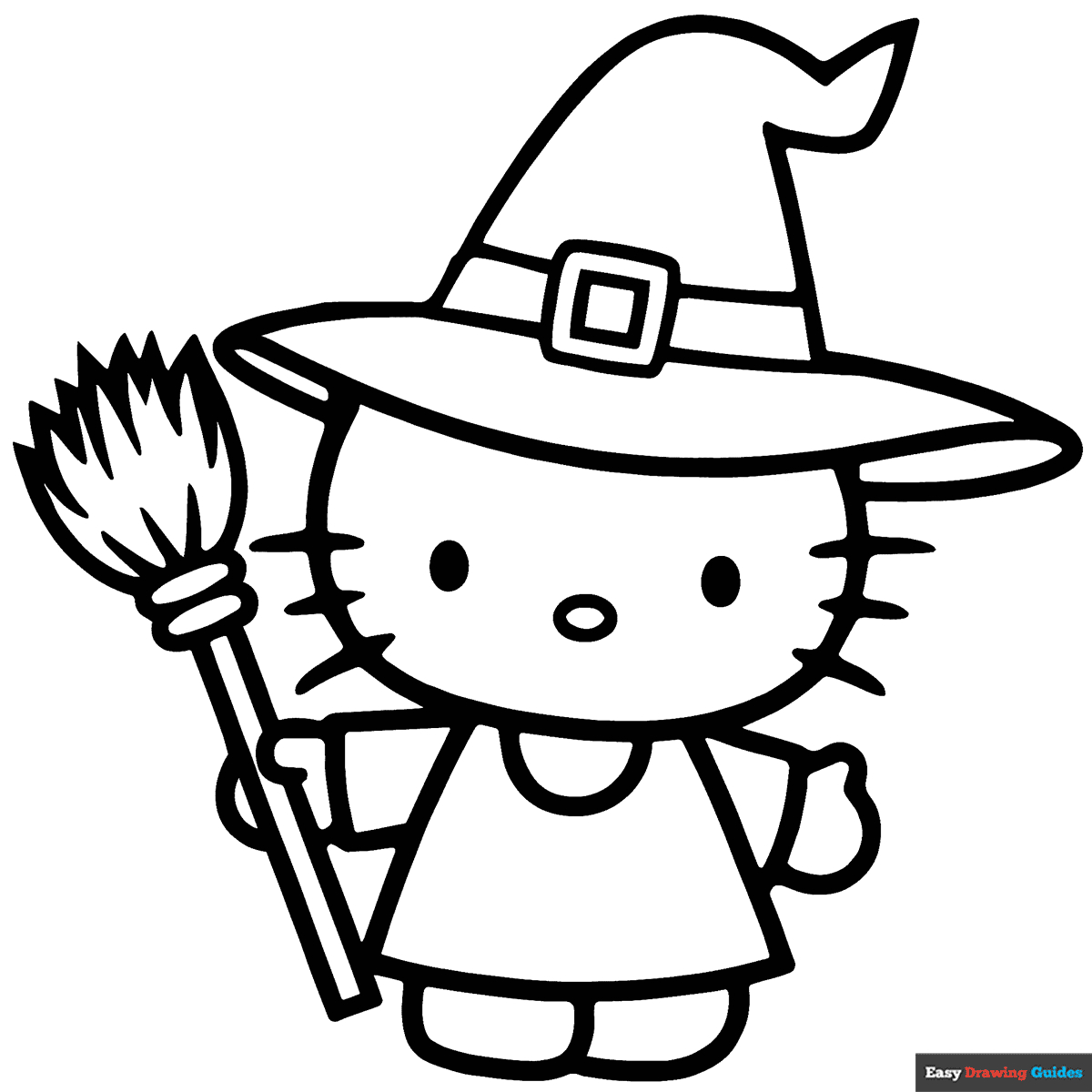 Hello Kitty As Witch For Halloween Coloring Page | Easy Drawing Guides pertaining to Hello Kitty Halloween Coloring Page Printable