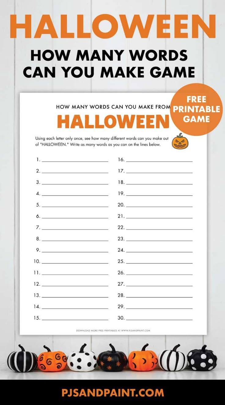 How Many Words Can You Make Out Of Halloween – Free Printable Game throughout Printable Halloween Word Games