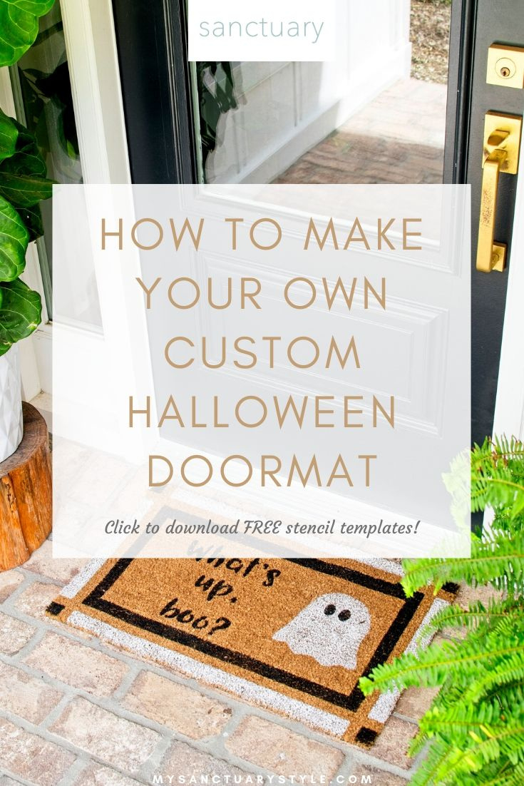 How To Make A Custom Halloween Doormat With Stencils • White Oak with Printable Halloween Doormat Stencils