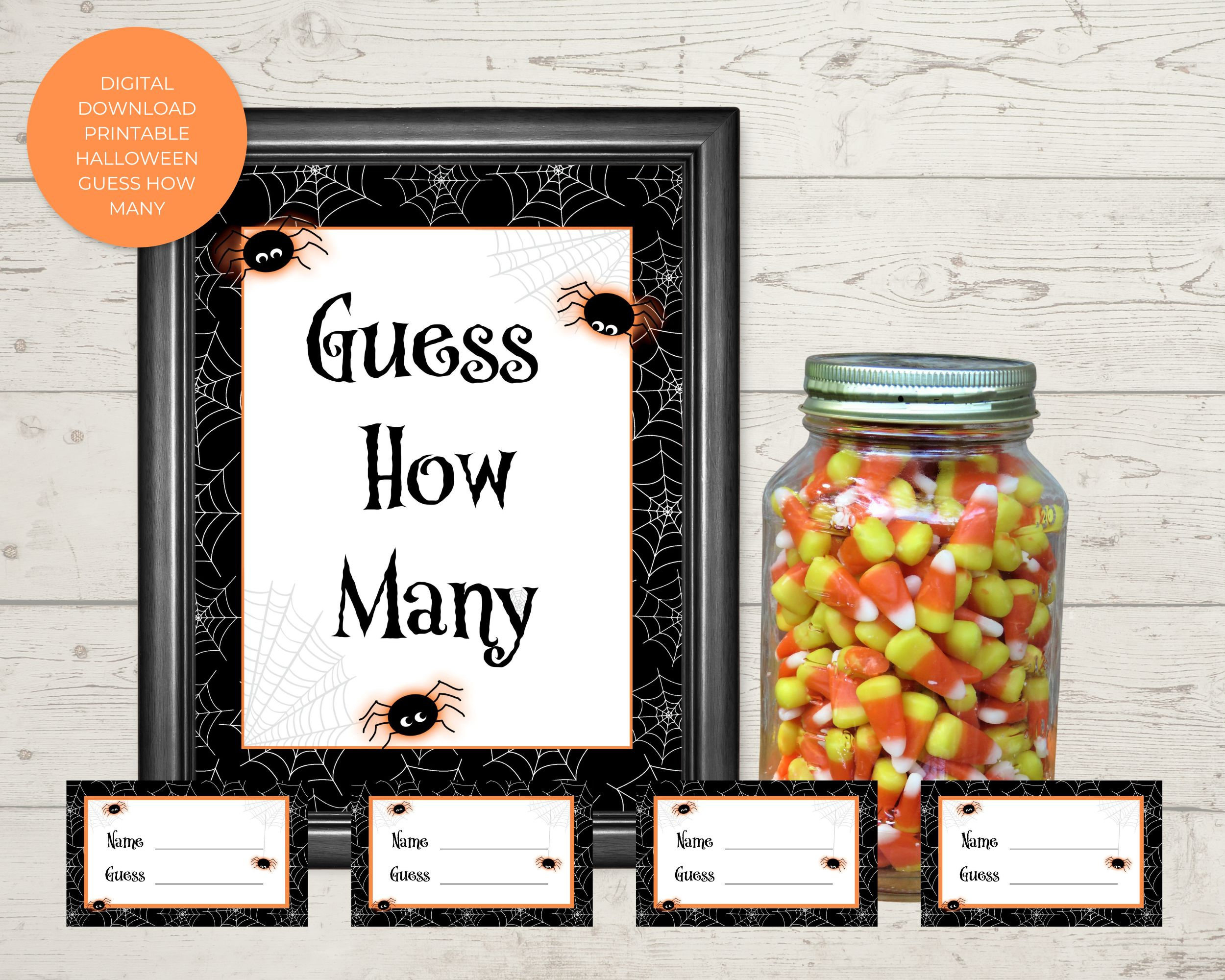 Instant Download, Printable Guess How Many Halloween Sign And with Guess How Many in the Jar Printable Halloween