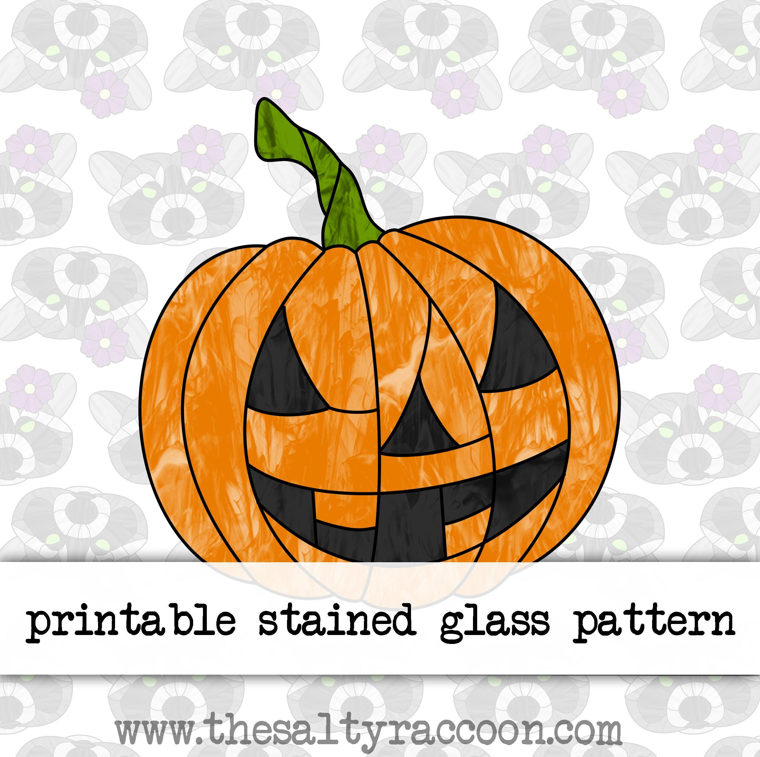 Jack O&amp;#039; Lantern Digital Stained Glass Pattern - Includes Printable with regard to Printable Halloween Stained Glass Patterns