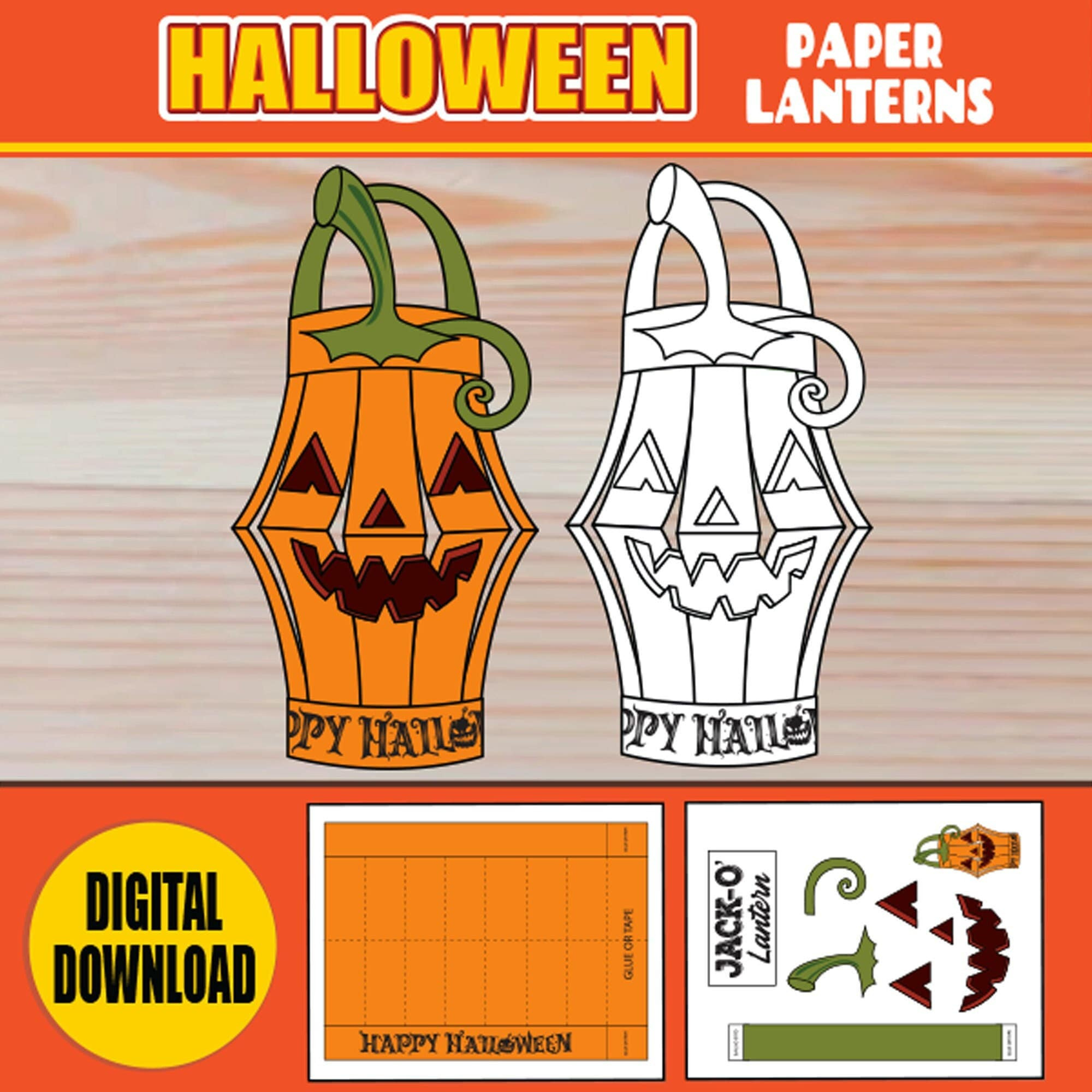 Jack-O-Lantern Paper Lantern Crafts | Halloween Crafts Printable within Printable Halloween Lantern
