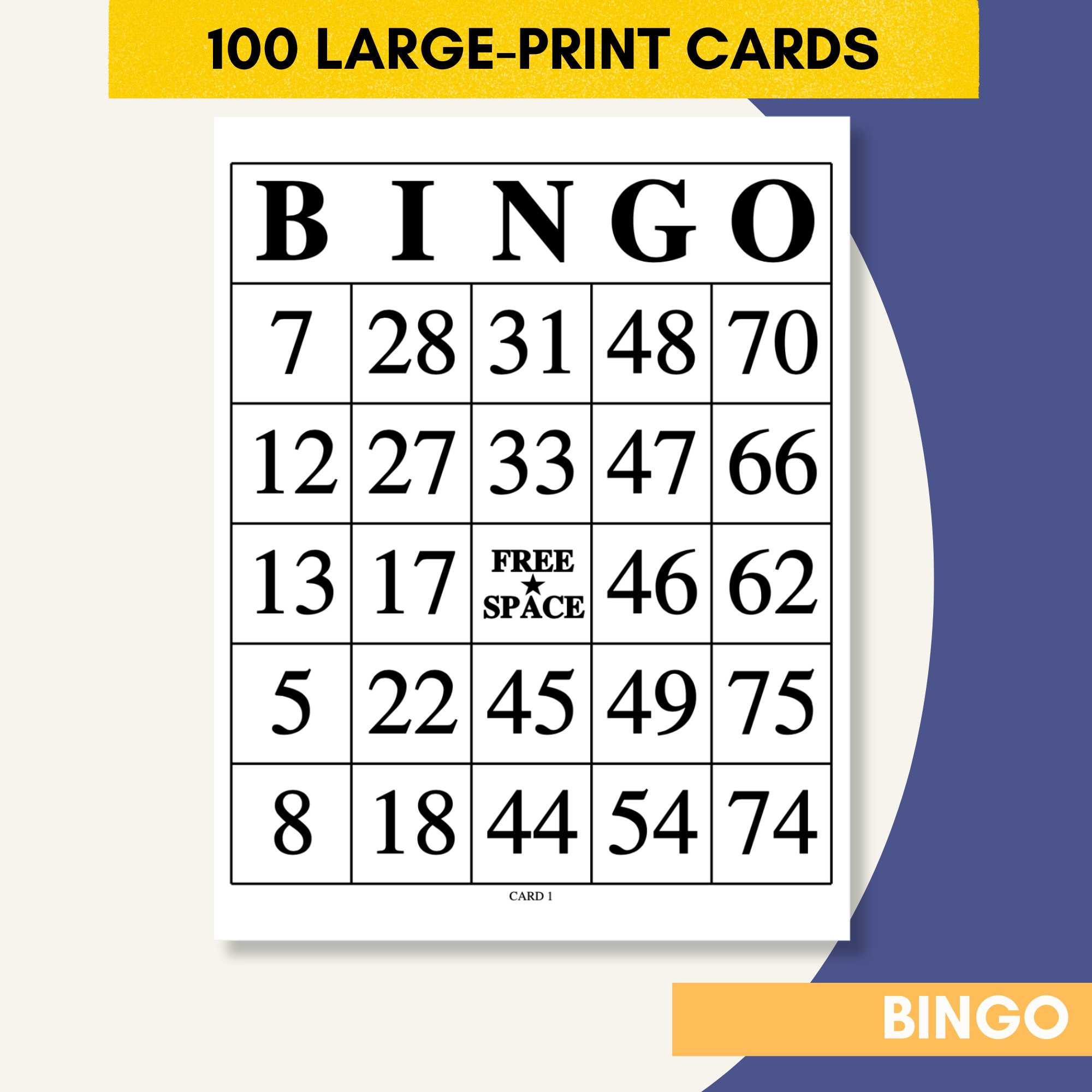 Jumbo Bingo Karten! 100 Großdruck 1-75 Bingokarten, 1 Pro Seite within Large Print Bingo Cards