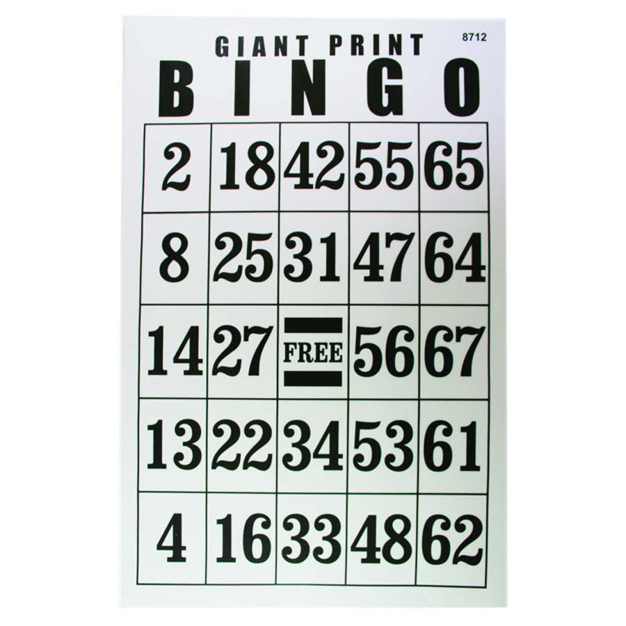 Jumbo Laminated Bingo Card - Vision Forward inside Large Print Bingo Cards