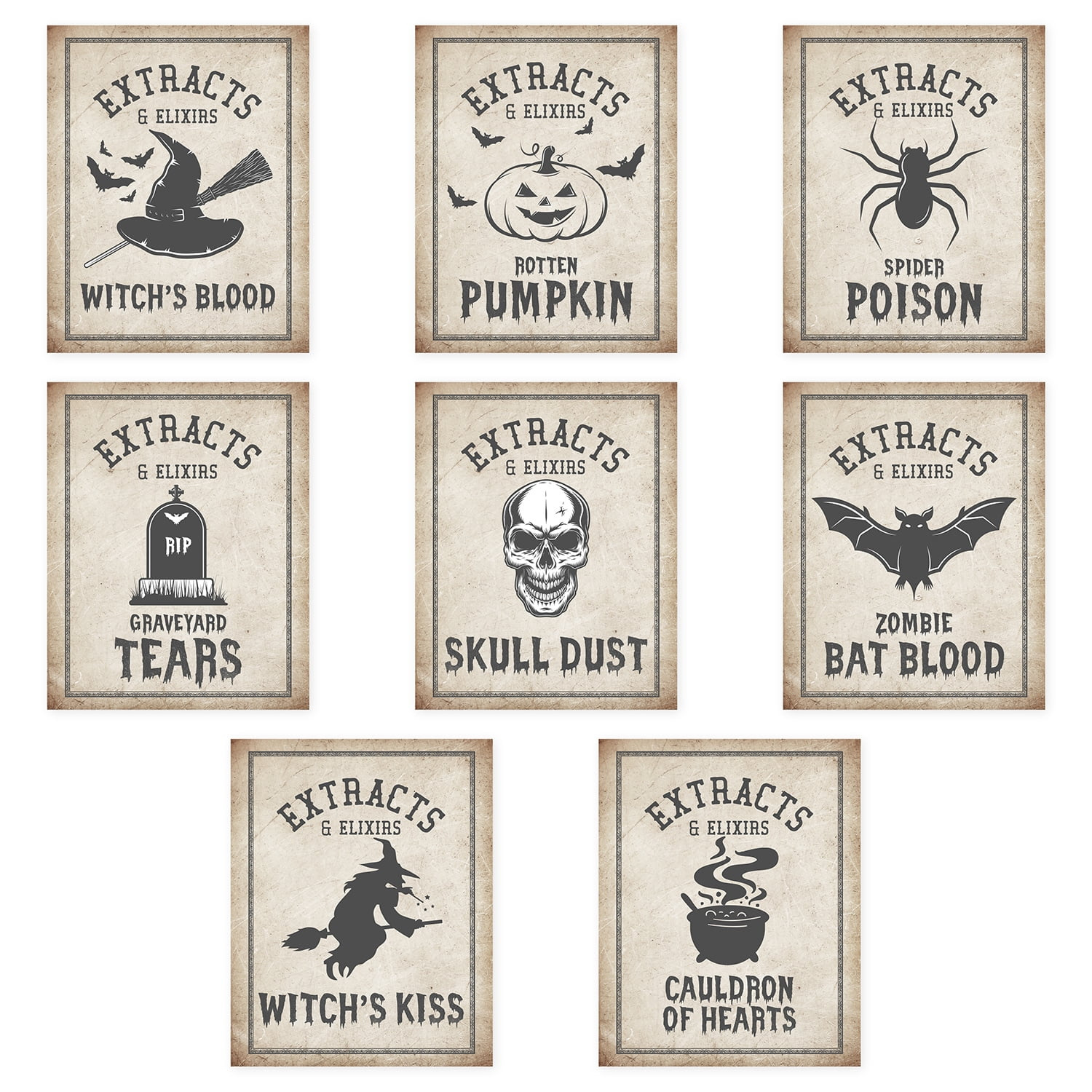 Koyal Wholesale 16 Pk Aged Halloween Wine Bottle Labels Potion with Free Printable Halloween Wine Bottle Labels