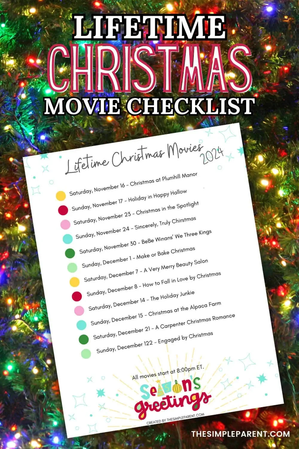Lifetime Christmas Movies List (Updated For 2024!) - The Simple Parent intended for Christmas Movie List Printable