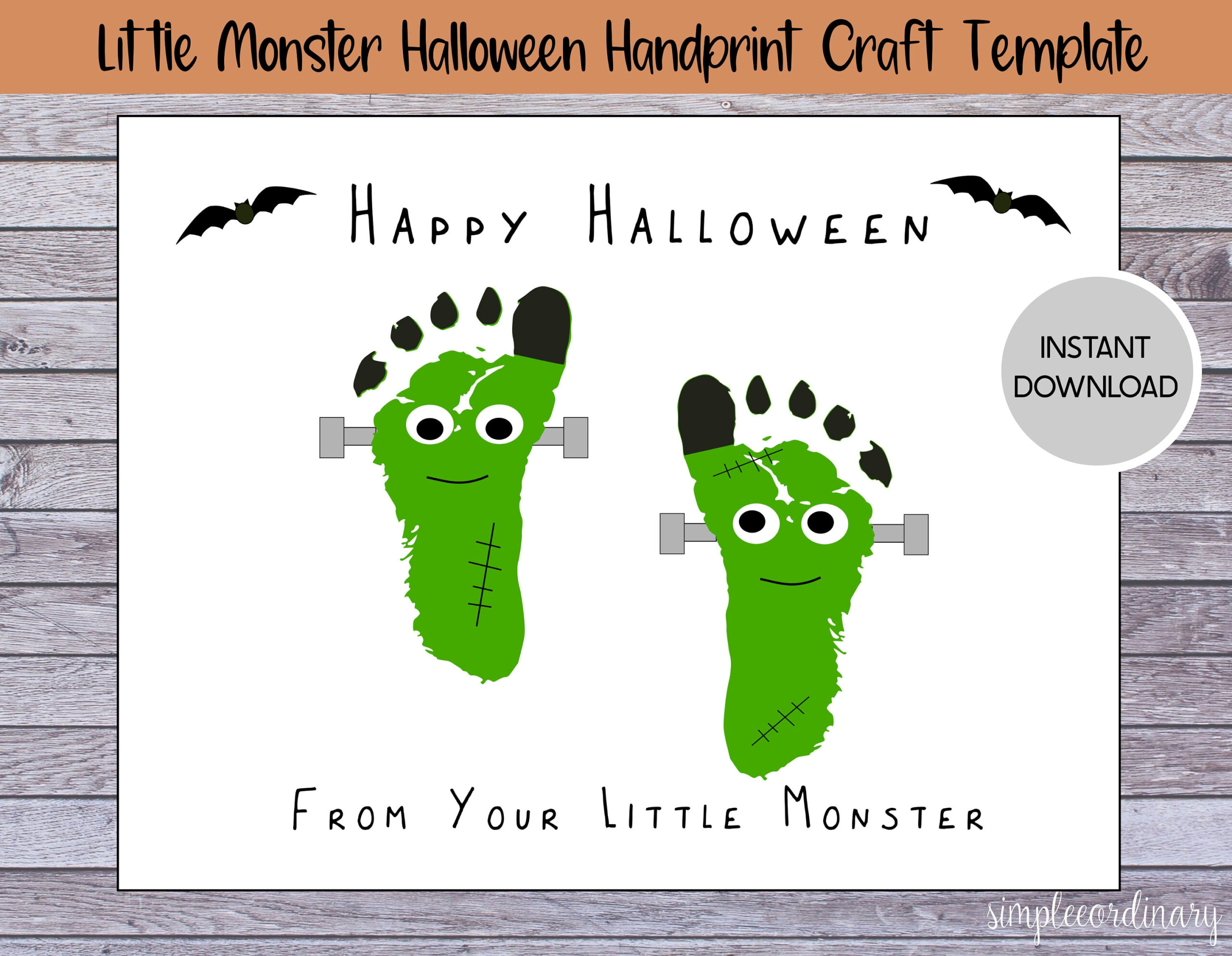 Little Monster Handprint Footprint Craft Template, Printable inside Printable Halloween Footprint Art