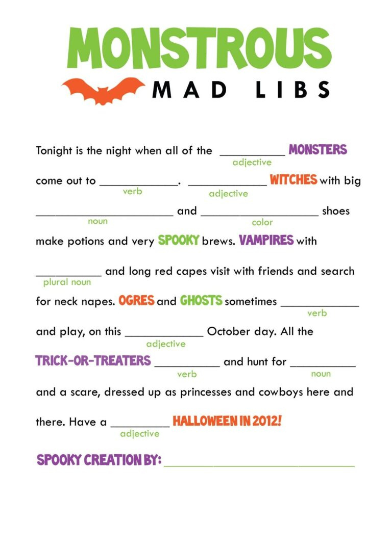 Mad Libs Halloween Printable - Printable Party Favors for Mad Libs Printable Halloween