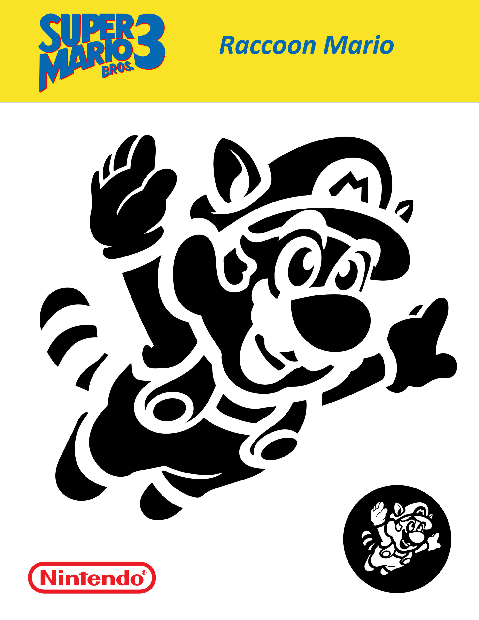 Mario Bros. - Raccoon Mario (Pumpkin Stencil - Pumpkin Pattern with regard to Mario Pumpkin Stencil Printable