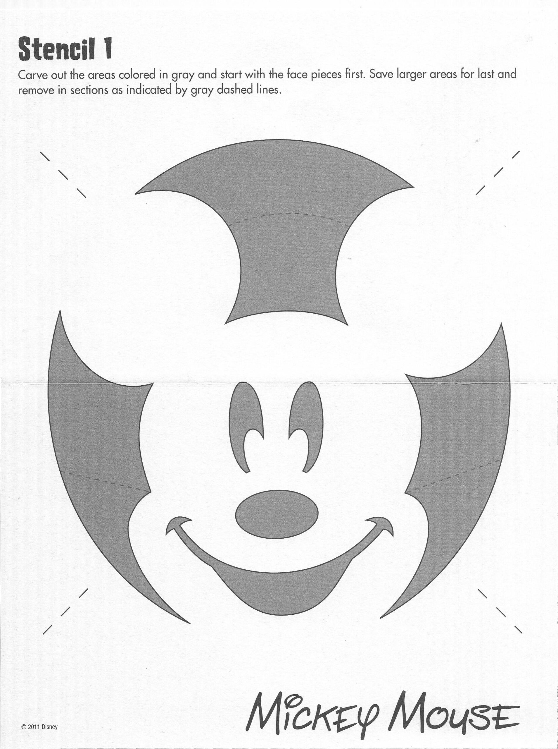 Mickey Mouse (Free Pumpkin Stencil - Pumpkin Pattern - Pumpkin in Printable Mickey Mouse Pumpkin Stencil