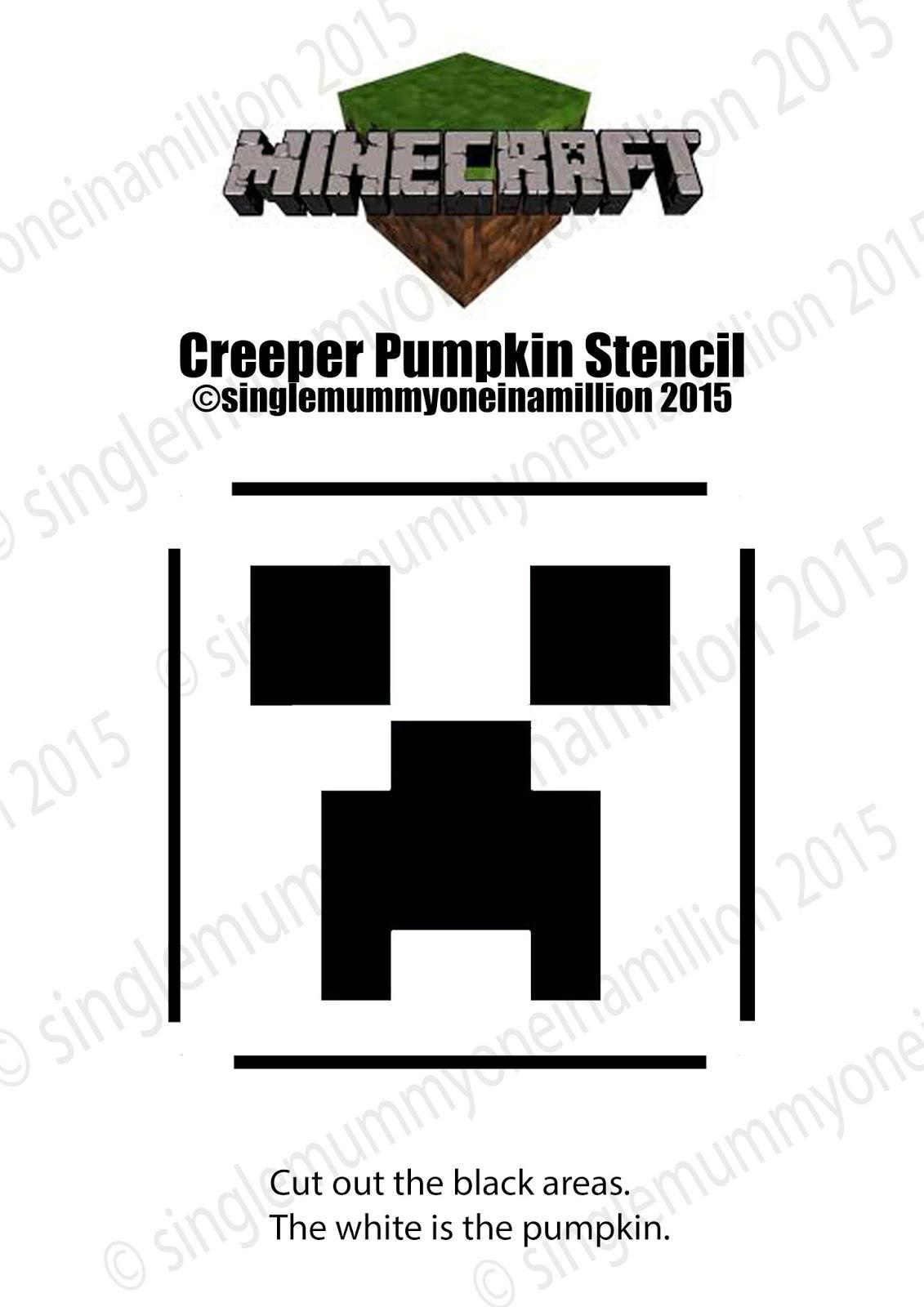 Minecraft: Creeper (Free Pumpkin Stencil - Pumpkin Pattern in Printable Minecraft Pumpkin Stencil