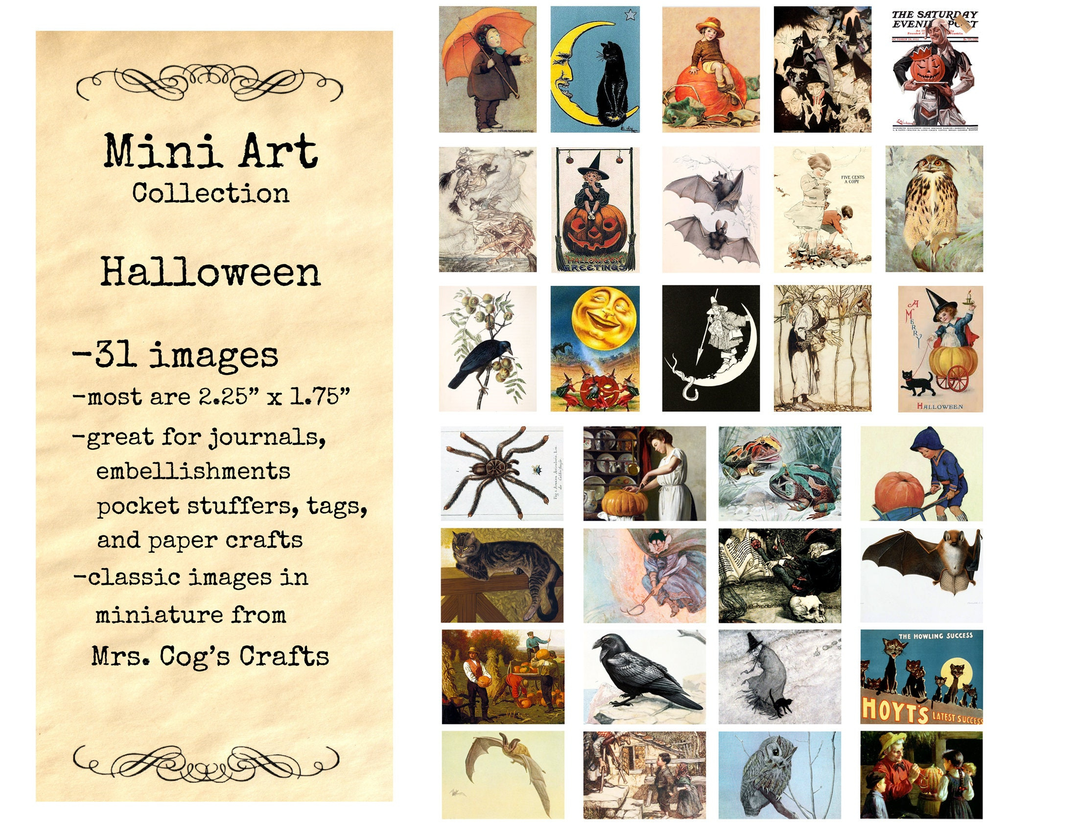 Mini Art - Halloween - Printable Images, Digital Download regarding Printable Halloween Miniatures