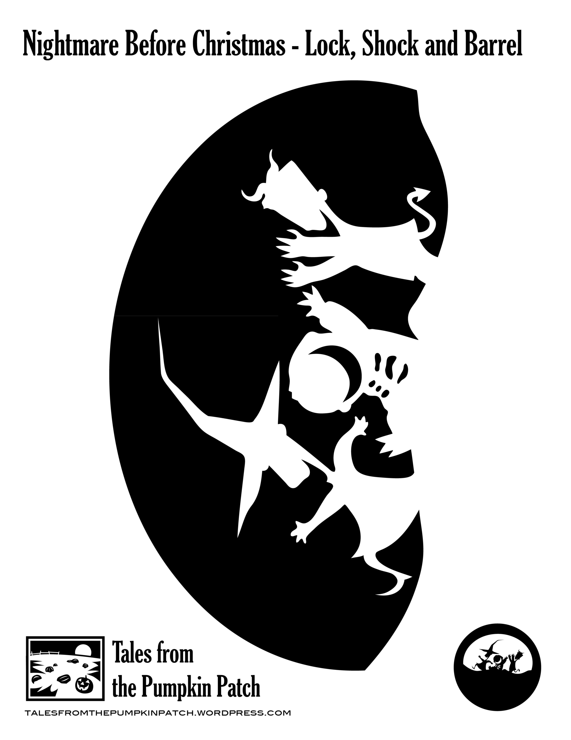 Nightmare Before Christmas: Lock, Stock &amp;amp; Barrel (Pumpkin Stencil with Printable Lock Shock And Barrel Pumpkin Stencil