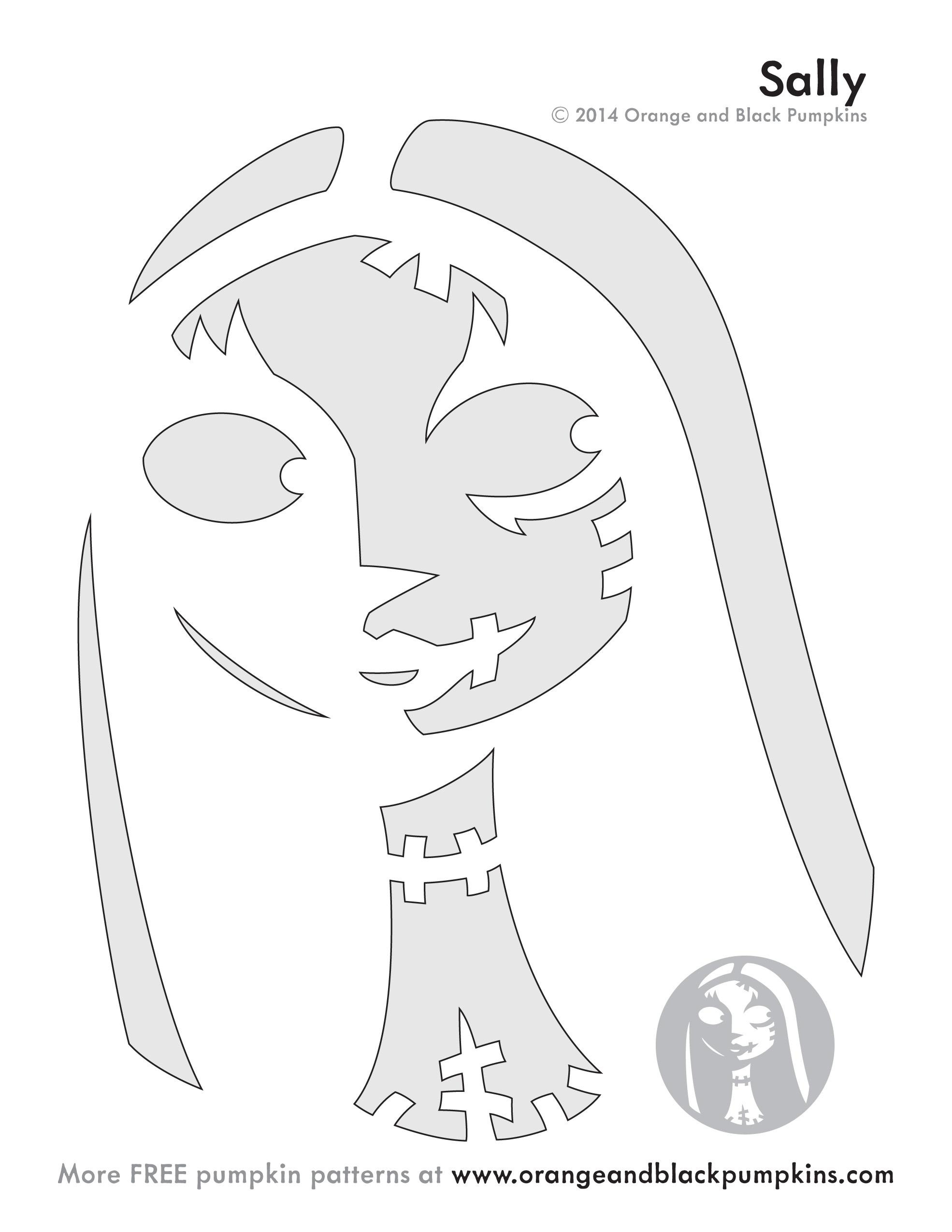 Nightmare Before Christmas: Sally (Pumpkin Stencil - Pumpkin with Printable Sally Pumpkin Stencil