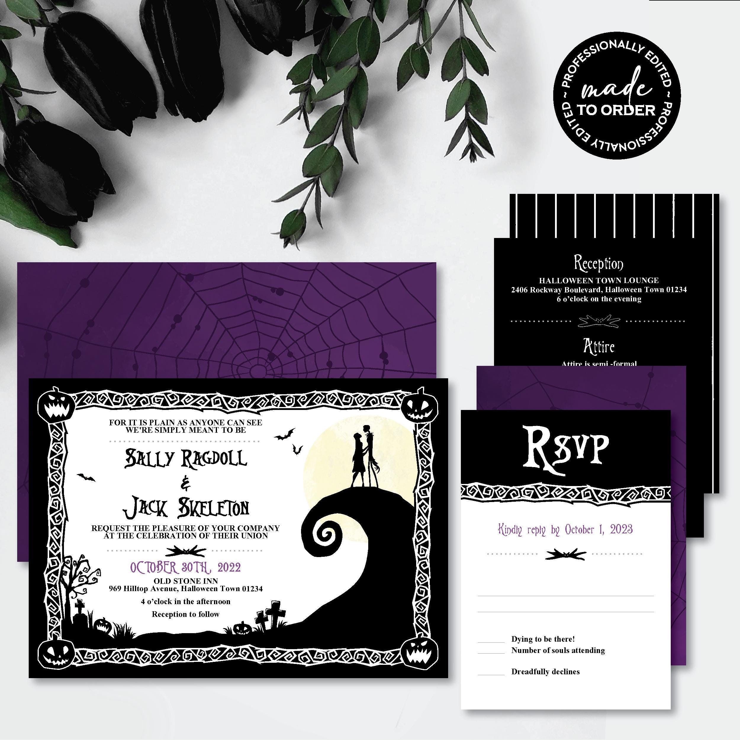 Nightmare *Haunted Hill* Printable Wedding Invitation Suite regarding Printable Halloween Wedding Invitations