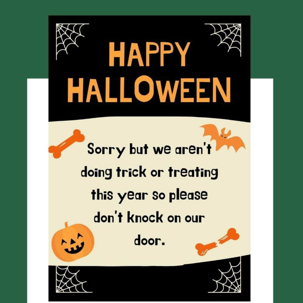 No Trick Or Treating Poster - Halloween Free Printable Poster for Printable Halloween No Trick Or Treat Signs