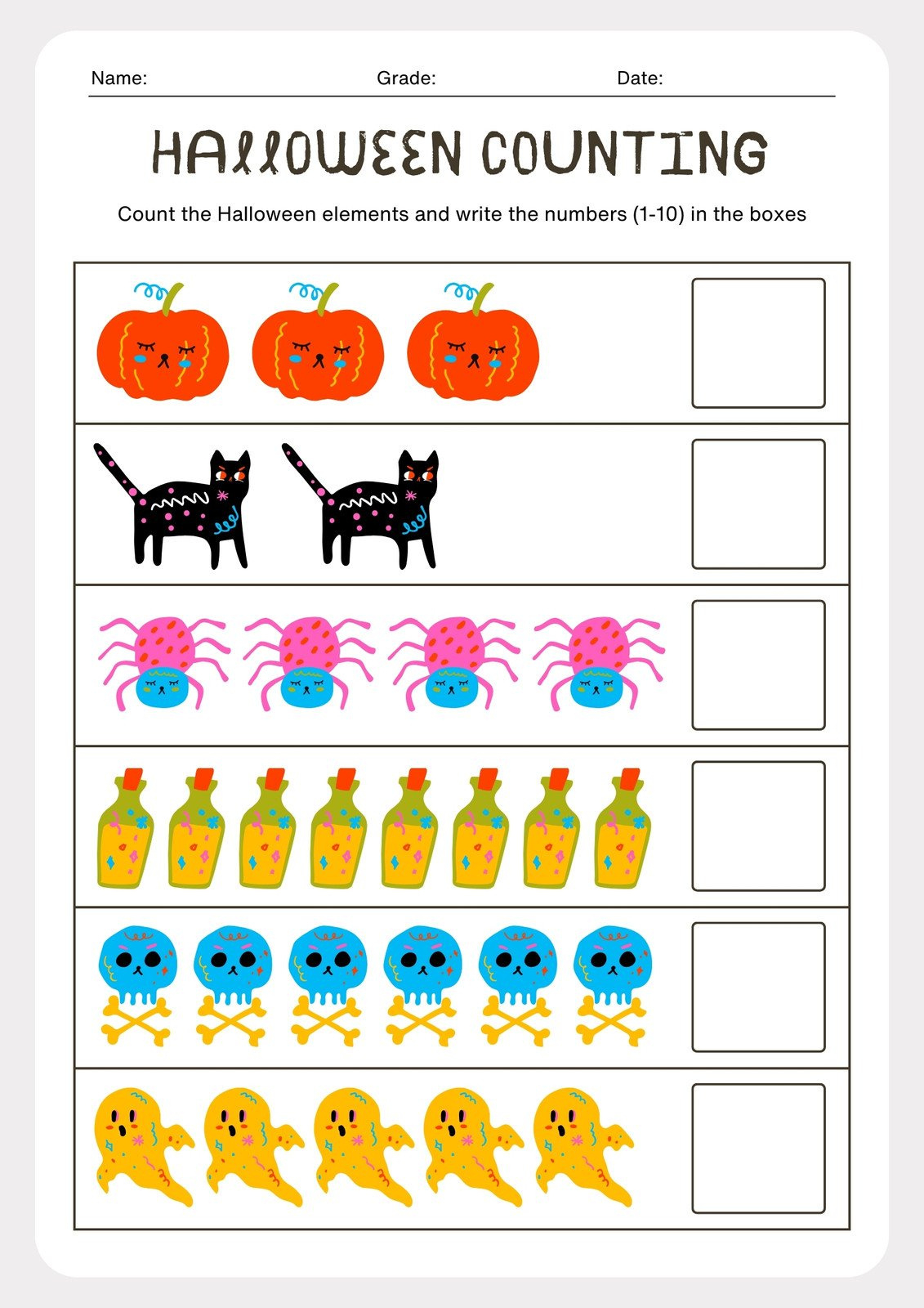 Page 11 - Free Printable Halloween Worksheet Templates To Edit | Canva with regard to Free Printable Halloween Counting Worksheets