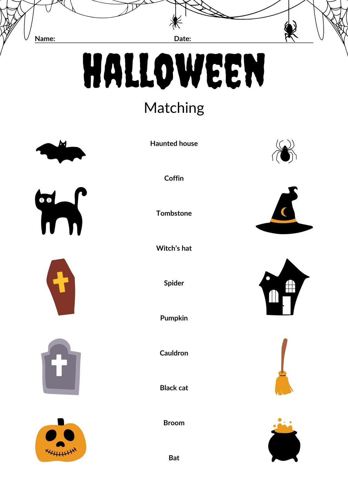 Page 3 - Free Printable Halloween Worksheet Templates To Edit | Canva in Free Printable Halloween Matching Worksheets