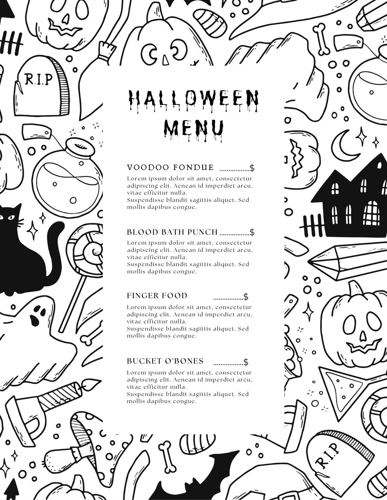 Page 4 - Free, Printable, Customizable Halloween Menu Templates inside Printable Halloween Menu