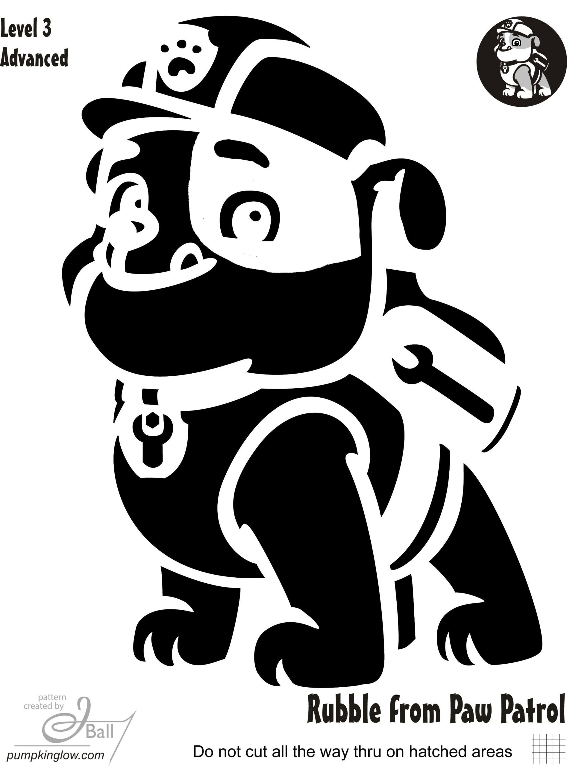 Paw Patrol: Rubble (Pumpkin Stencil - Pumpkin Pattern - Pumpkin inside Paw Patrol Pumpkin Stencil Printable