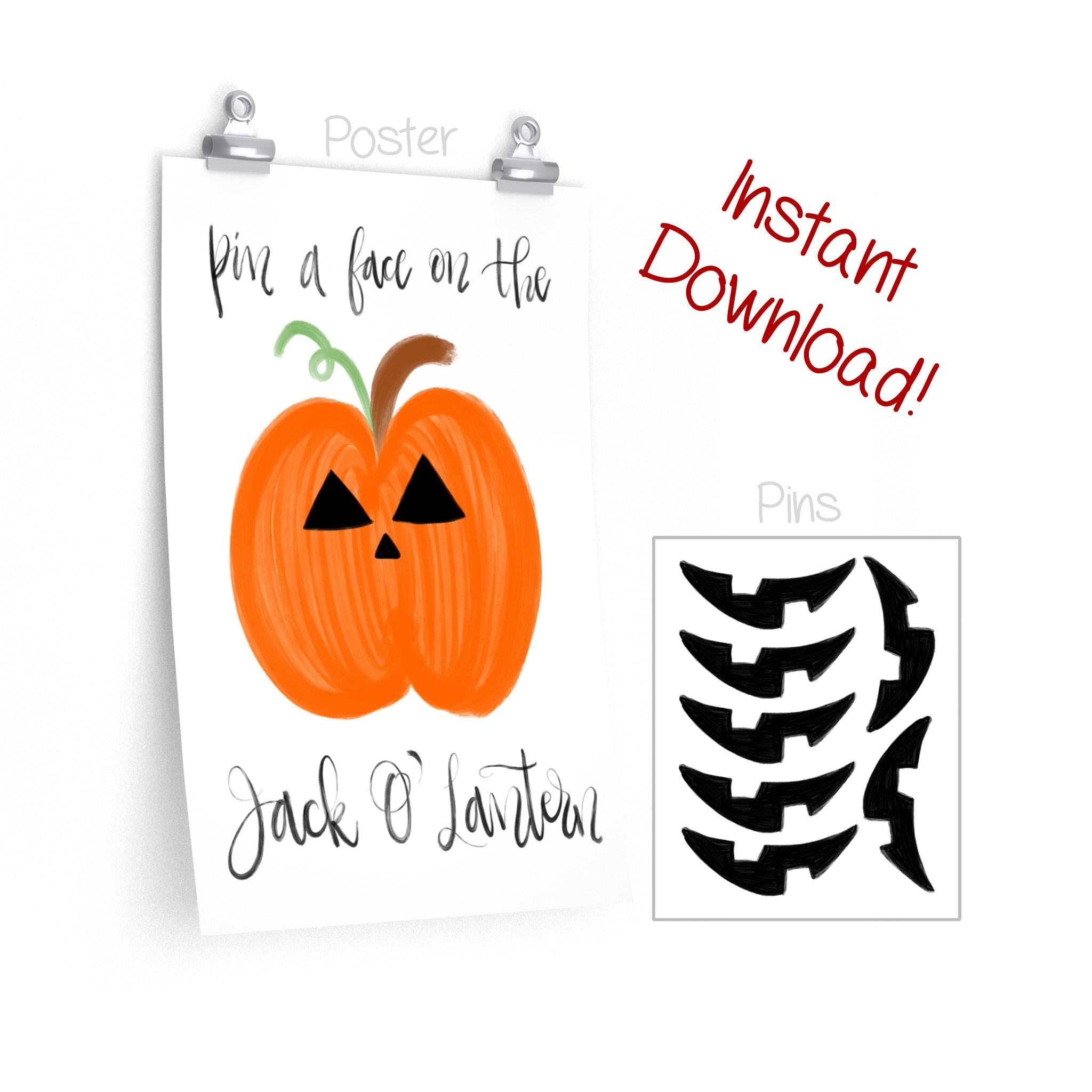 Pin The Face On The Jack O Lantern Pumpkin - Instant Download with regard to Pin The Nose On The Pumpkin Printable
