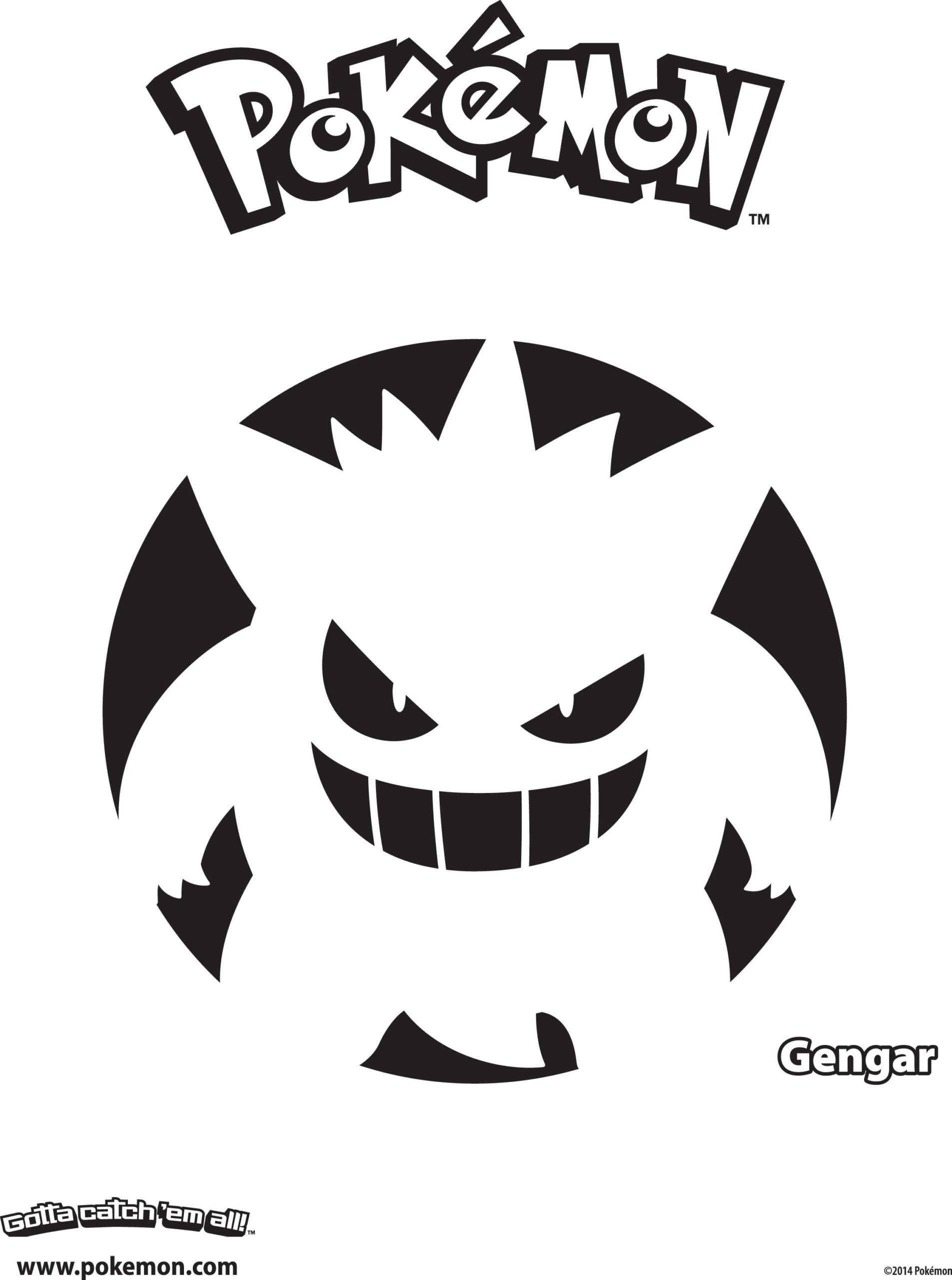 Pokemon: Gengar (Pumpkin Stencil - Pumpkin Pattern - Pumpkin inside Printable Gengar Pumpkin Stencil