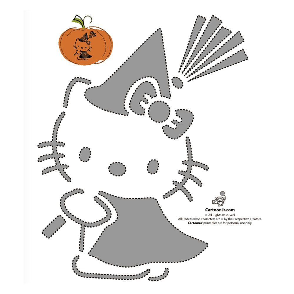 Pomysły Z Tablicy Halloween: 7 | Rzeczy Na Halloween, Wycinanie with Printable Hello Kitty Pumpkin Stencil