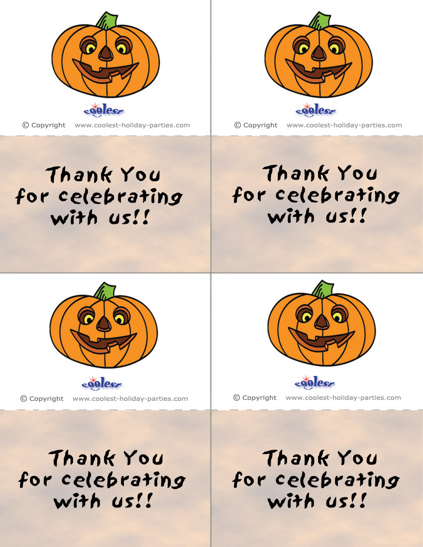 Printable Colored Pumpkin 1 Thank You Cards - Coolest Free in Printable Halloween Thank You Card