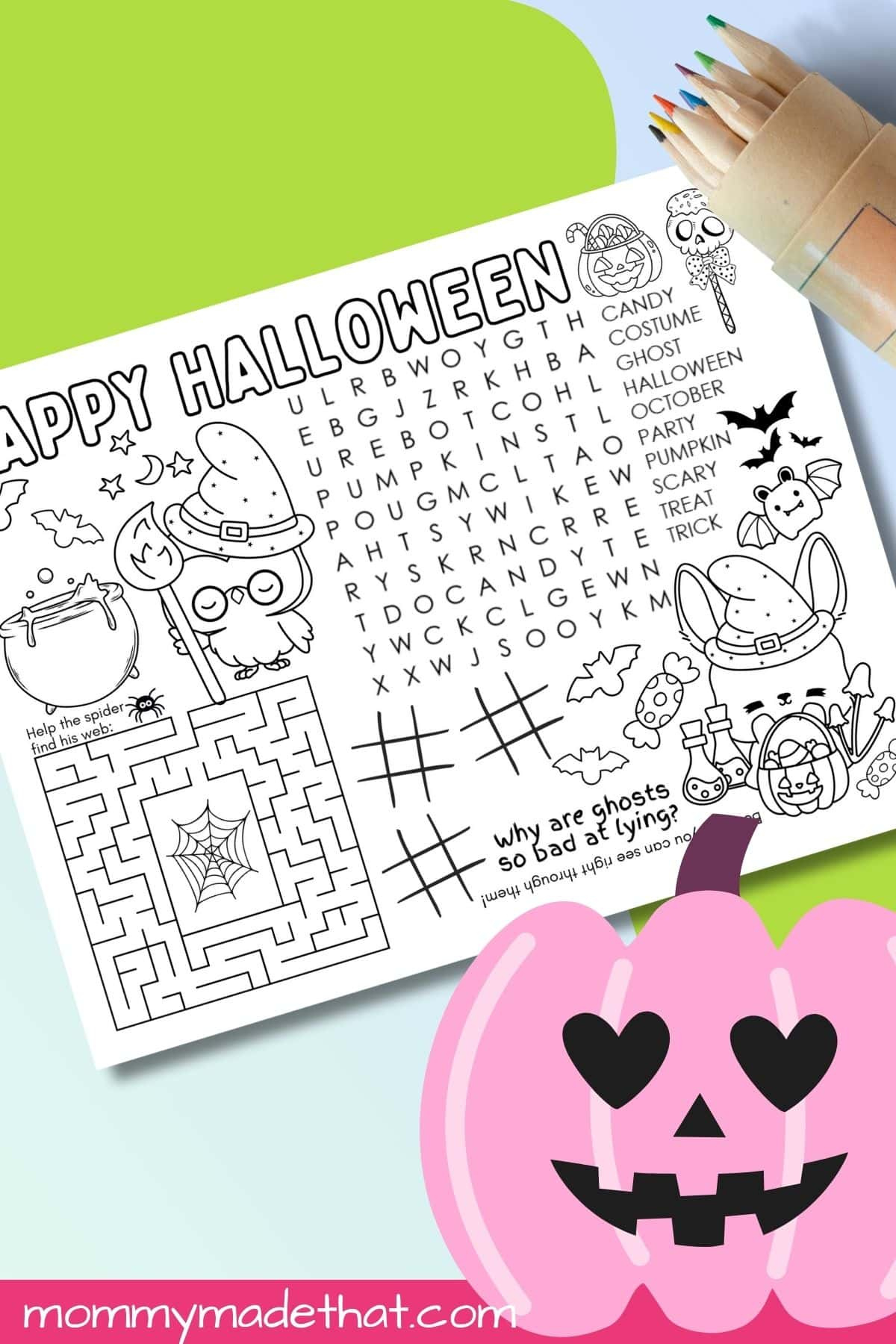 Printable Halloween Activity Mat (Placemat) with Printable Halloween Placemat