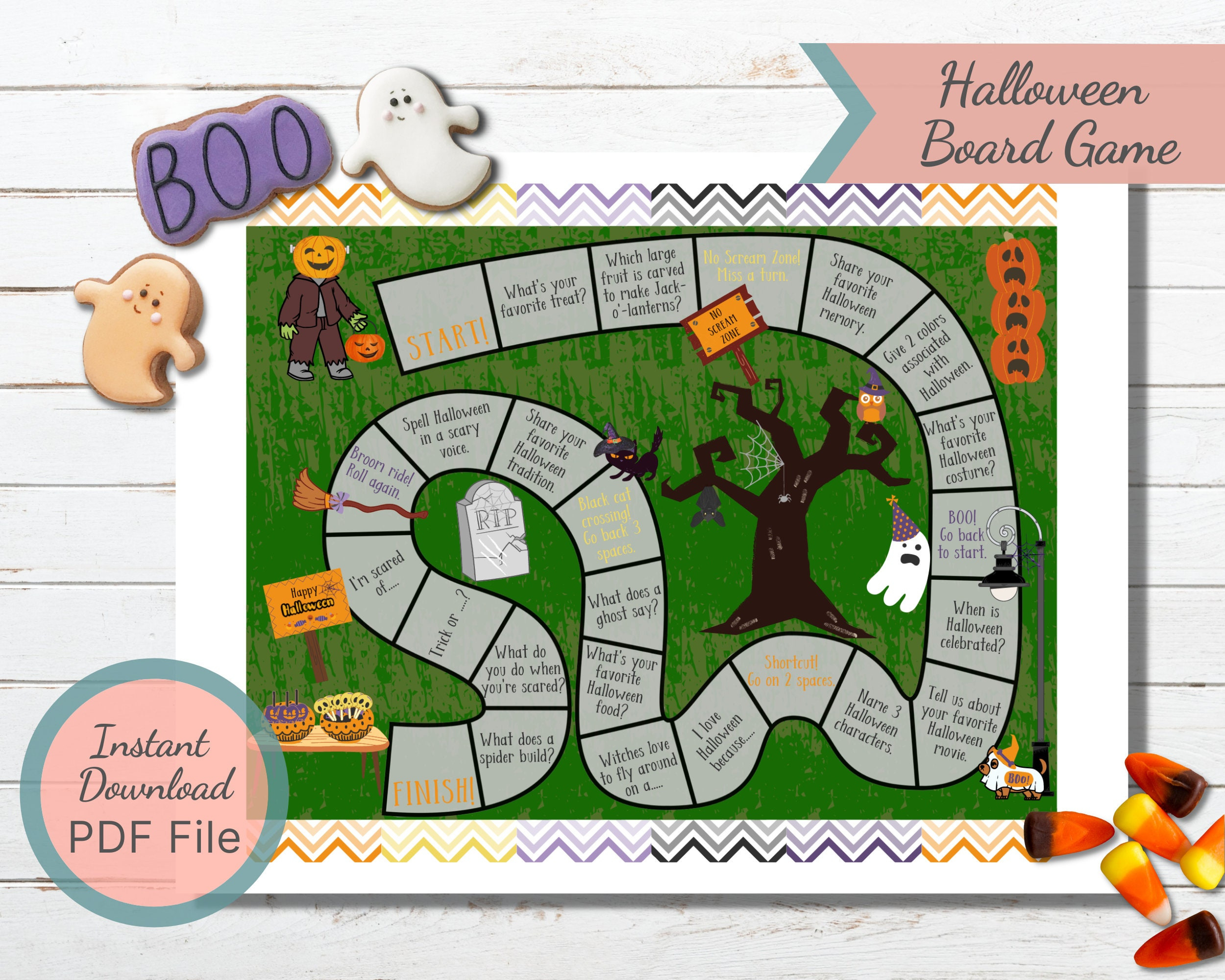 Printable Halloween Board Game For Kids / Halloween School throughout Printable Halloween Board Games