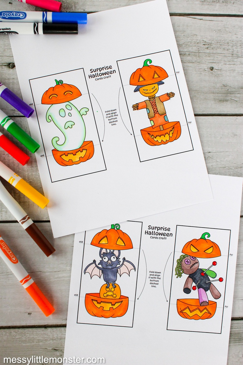 Printable Halloween Card Craft - Messy Little Monster inside Foldable Printable Halloween Cards