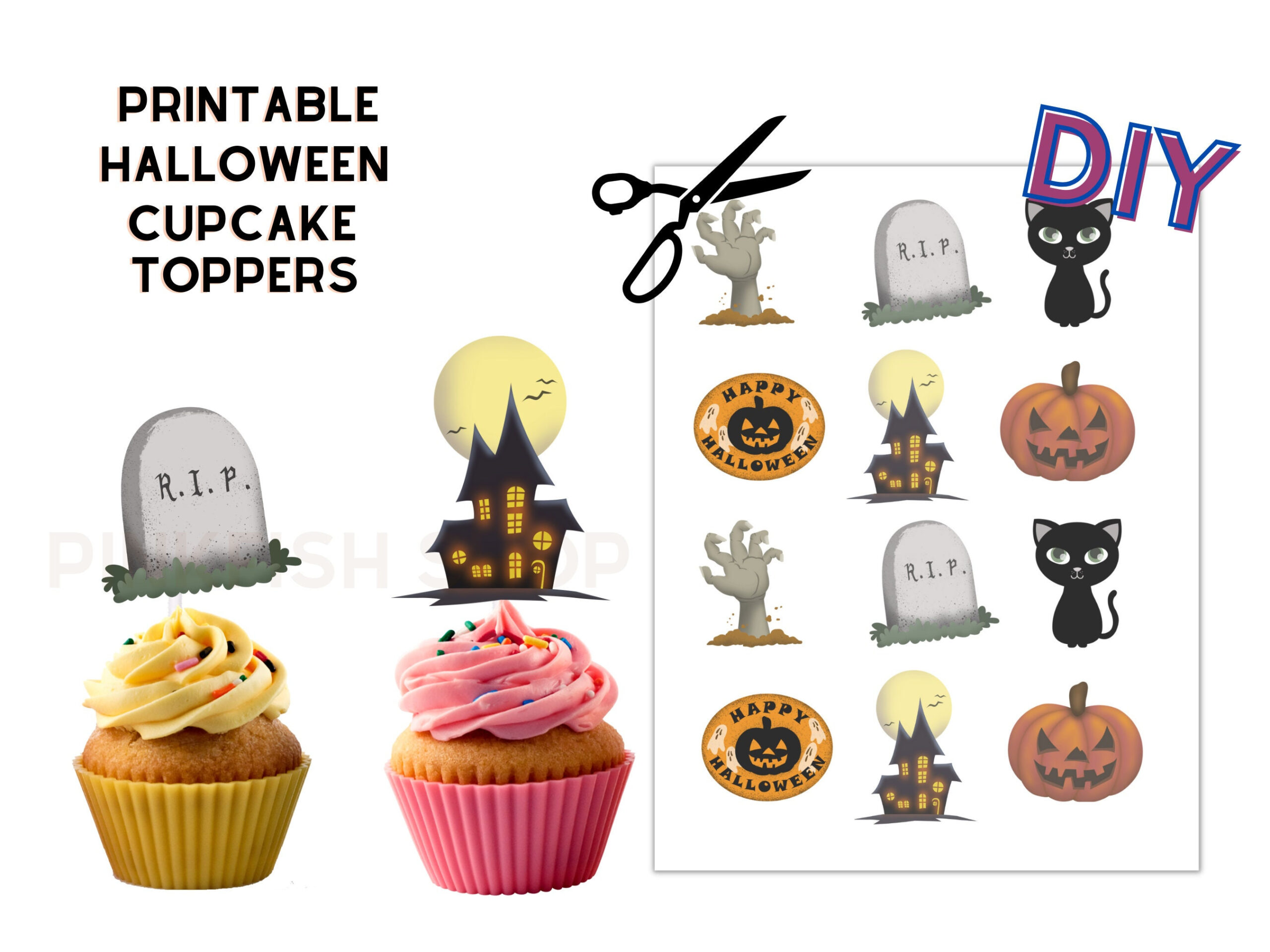Printable Halloween Cupcake Toppers - Diy, Print And Cut, Zombies for Printable Halloween Cupcake Toppers