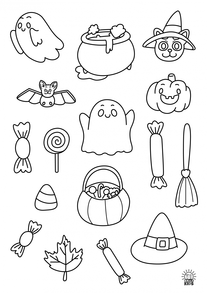 Printable Halloween Cut And Paste Activity For Kids | Amax Kids with Printable Halloween Cutouts