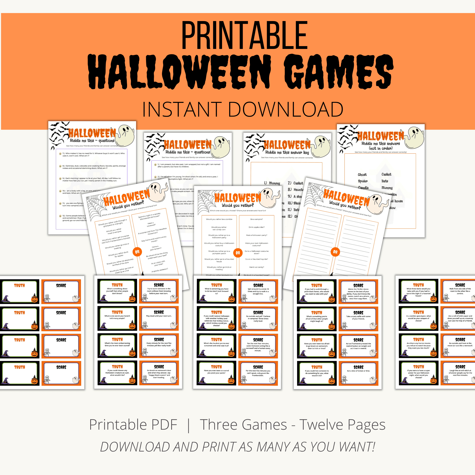 Printable Halloween Games Bundle {Pdf Download} - Add A Little for Free Printable Halloween Party Games For Adults