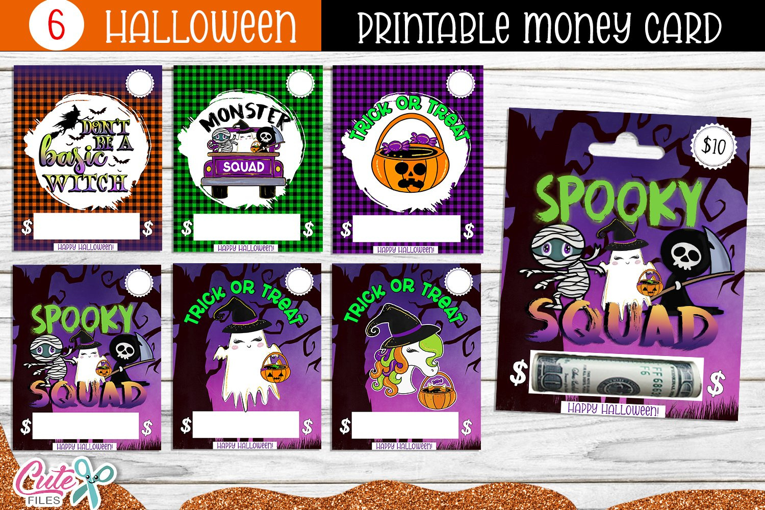 Printable Halloween Money Card Bundle inside Printable Halloween Money
