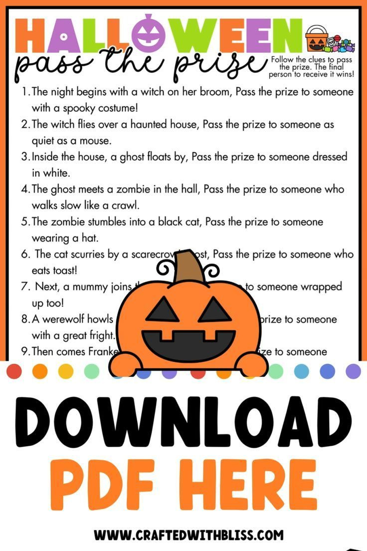 Printable Halloween Party Pass The Prize Game For The Classroom in Pass The Pumpkin Game Printable
