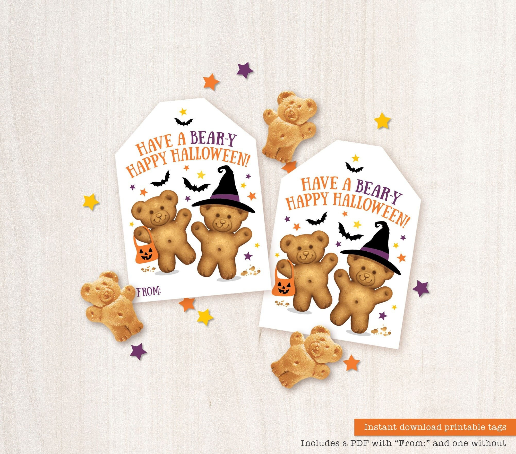 Printable Halloween Tags Trick Or Treat Bag Teddy Bear Grahams throughout Printable Halloween Bear