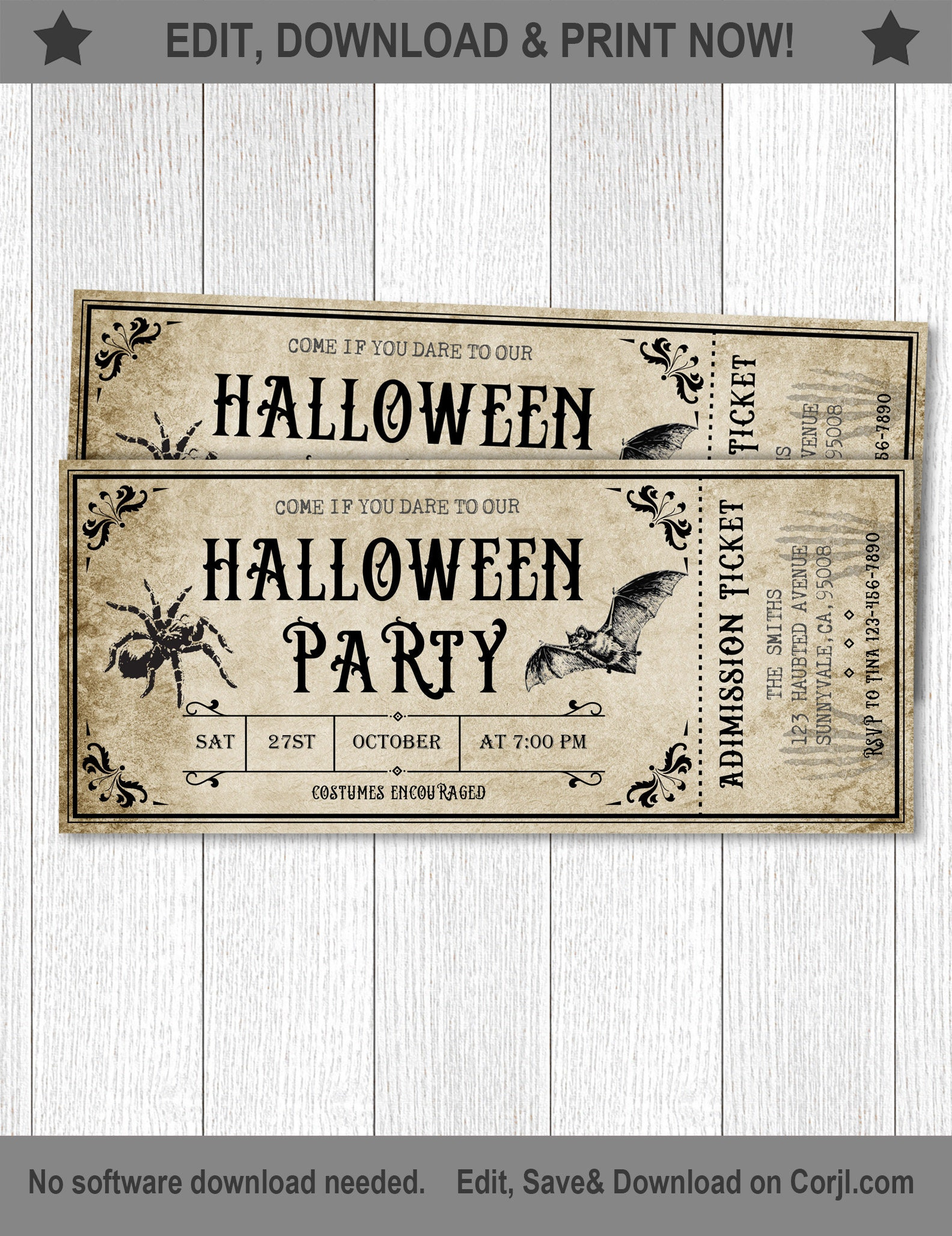 Printable Halloween Tickets - Etsy.de with Printable Halloween Tickets