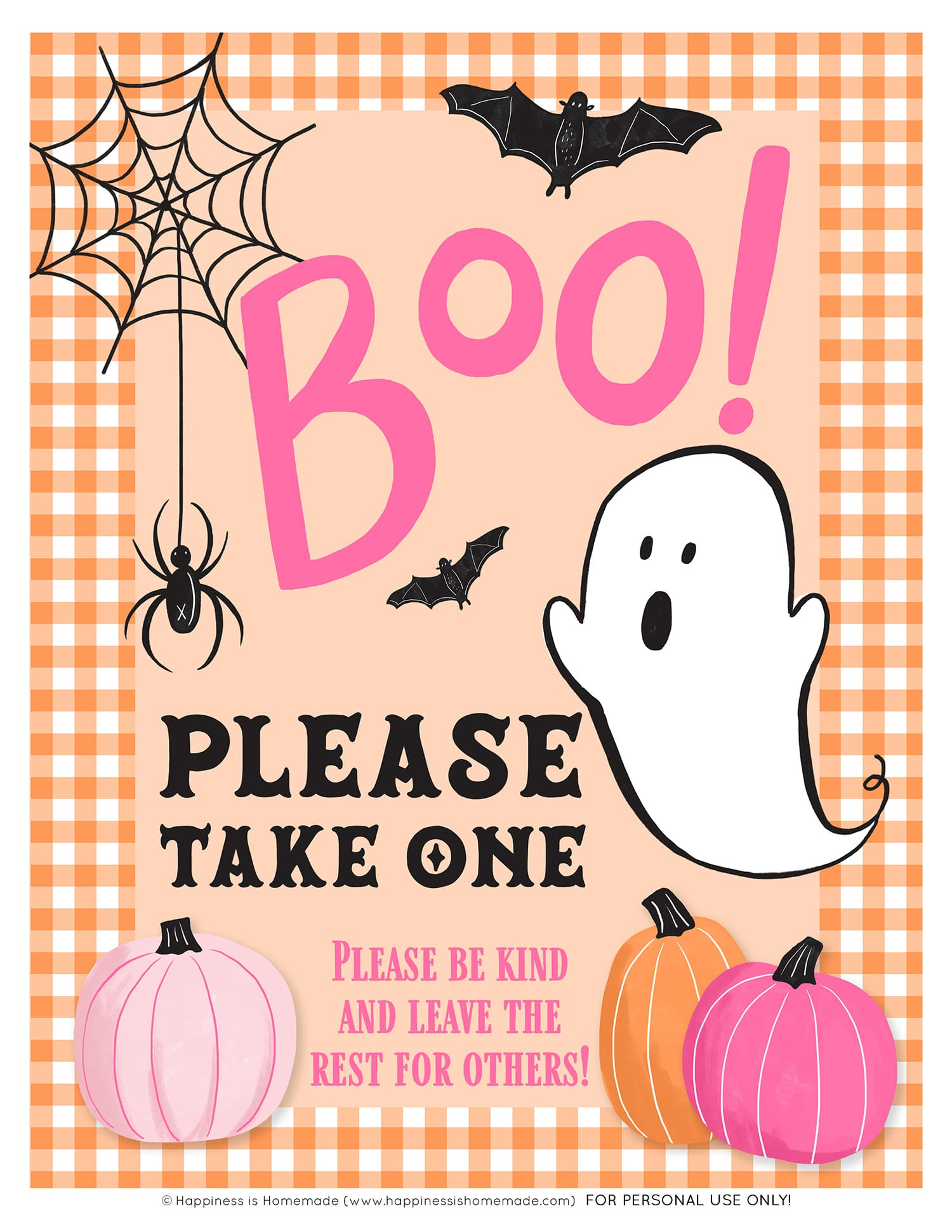 Printable &amp;quot;Please Take One&amp;quot; Halloween Sign - Happiness Is Homemade throughout Printable Halloween Sign Please Take One