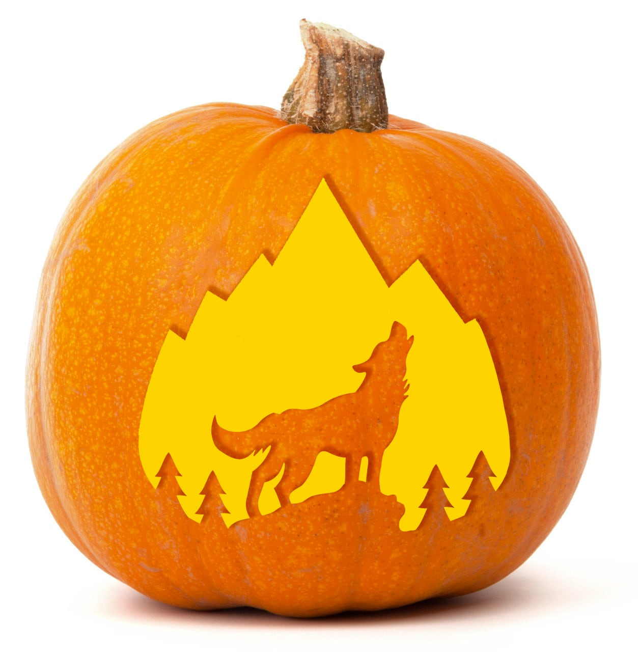 Printable Pumpkin Stencil For Carving | Howling Wolf W/Mountain regarding Wolf Pumpkin Stencil Printable