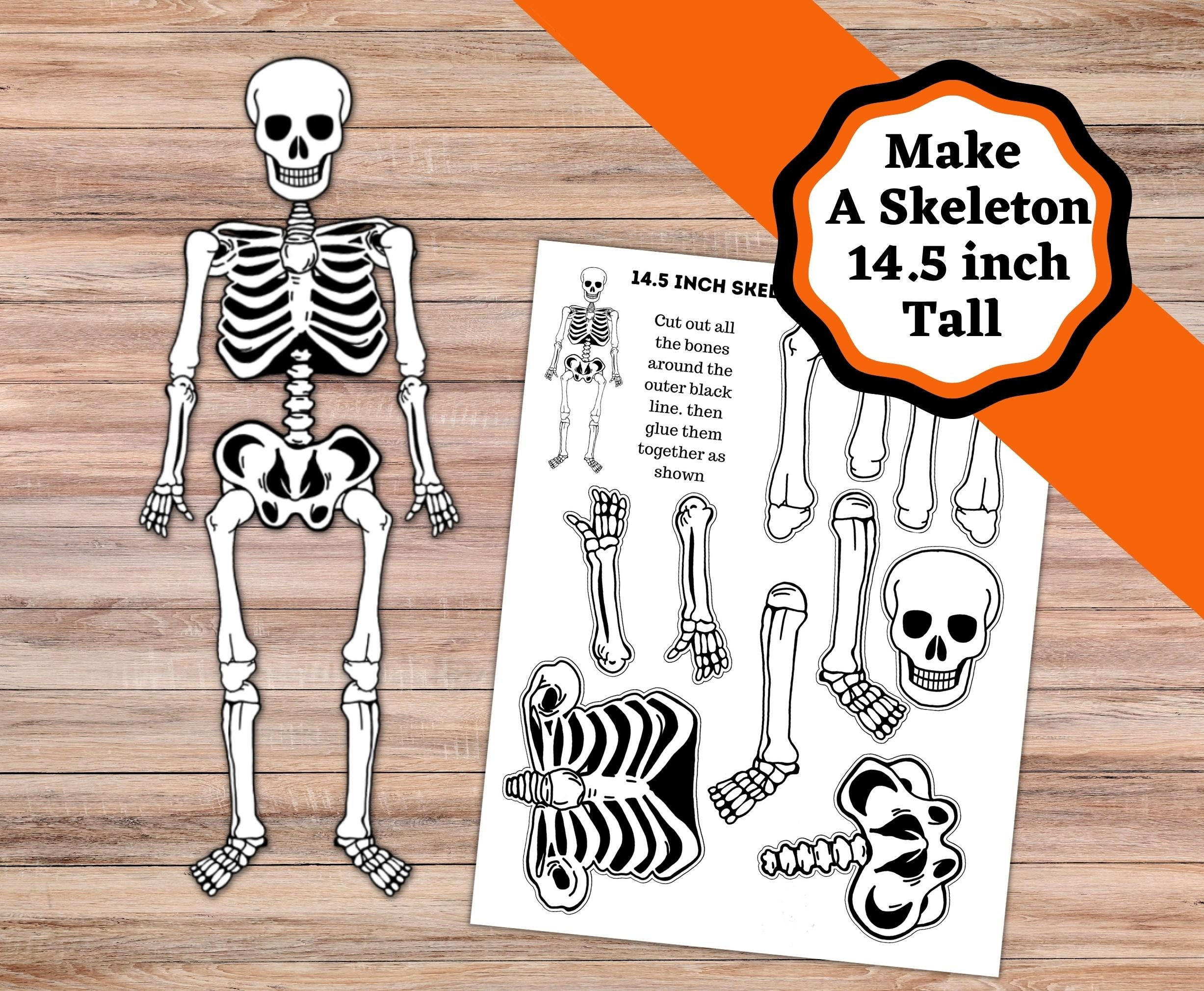 Printable Skeleton Craft. 14.5 Inch Skeleton Cut And Glue Craft regarding Printable Halloween Skeleton Cut Out