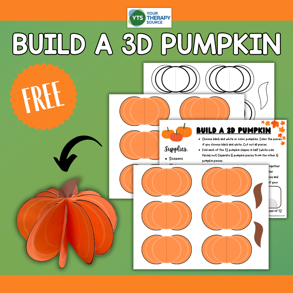 Pumpkin Craft For Kids - Free Printable - Your Therapy Source in Printable 3d Pumpkin Template