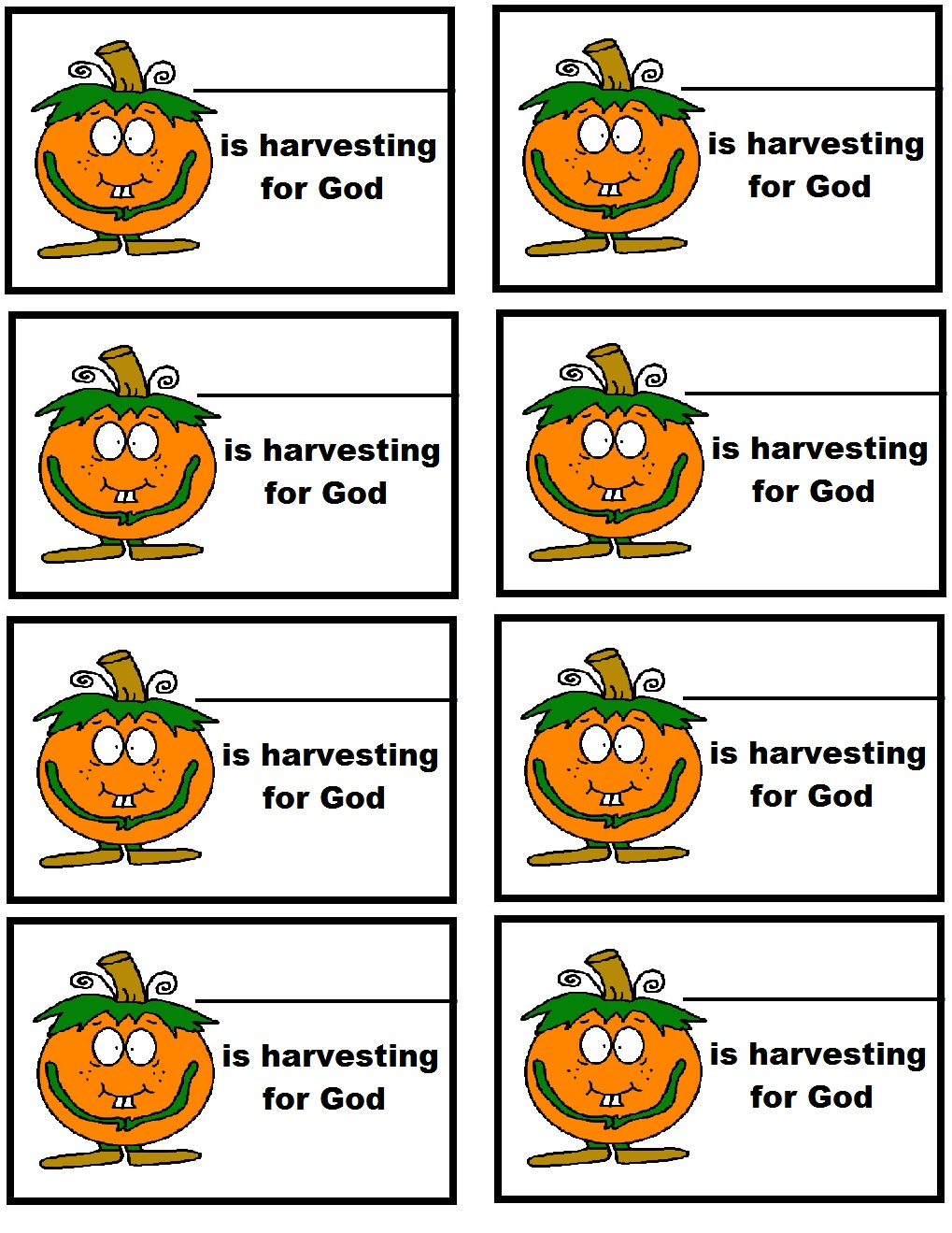Pumpkin Harvesting For God Name Tags throughout Free Printable Pumpkin Name Tags