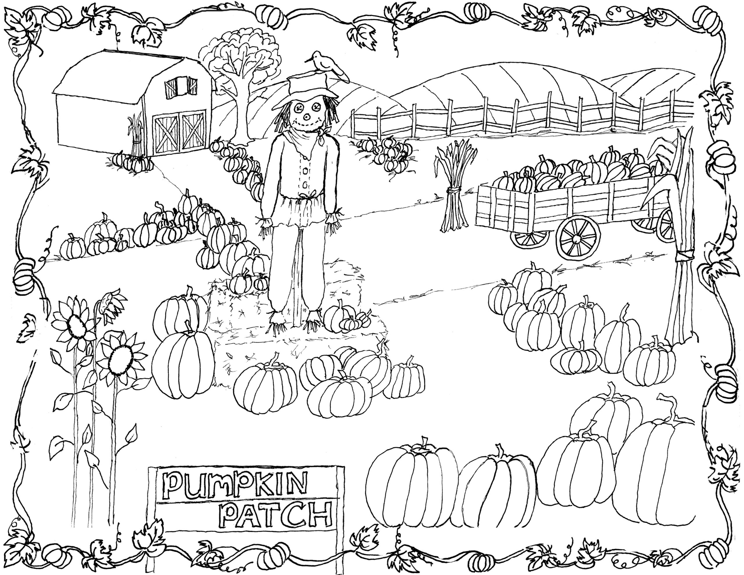 Pumpkin Patch Coloring Page Printable! - The Graphics Fairy pertaining to Pumpkin Patch Coloring Pages Printable