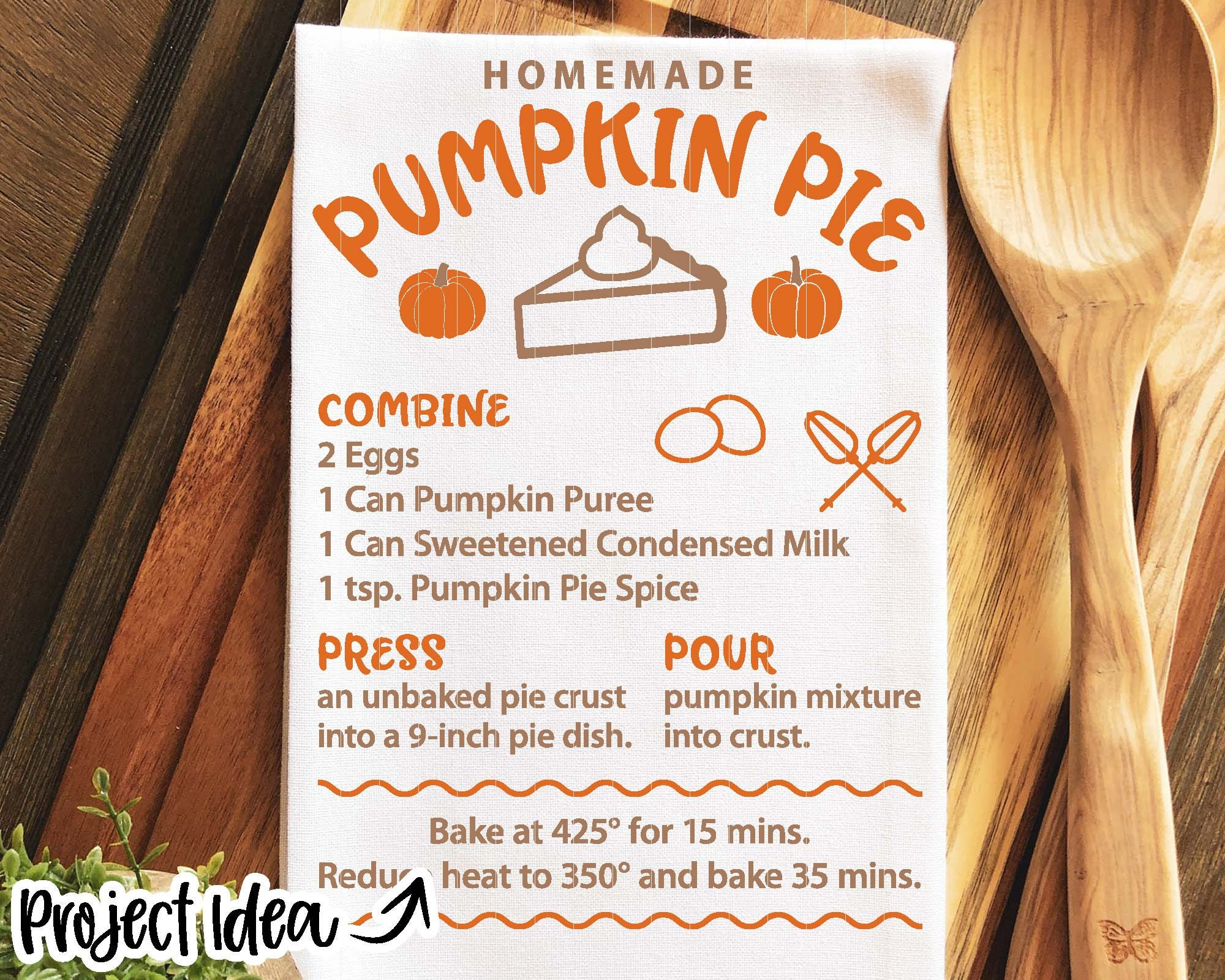 Pumpkin Pie Recipe; Digital Download | Print File, Cricut within Pumpkin Pie Recipe Printable