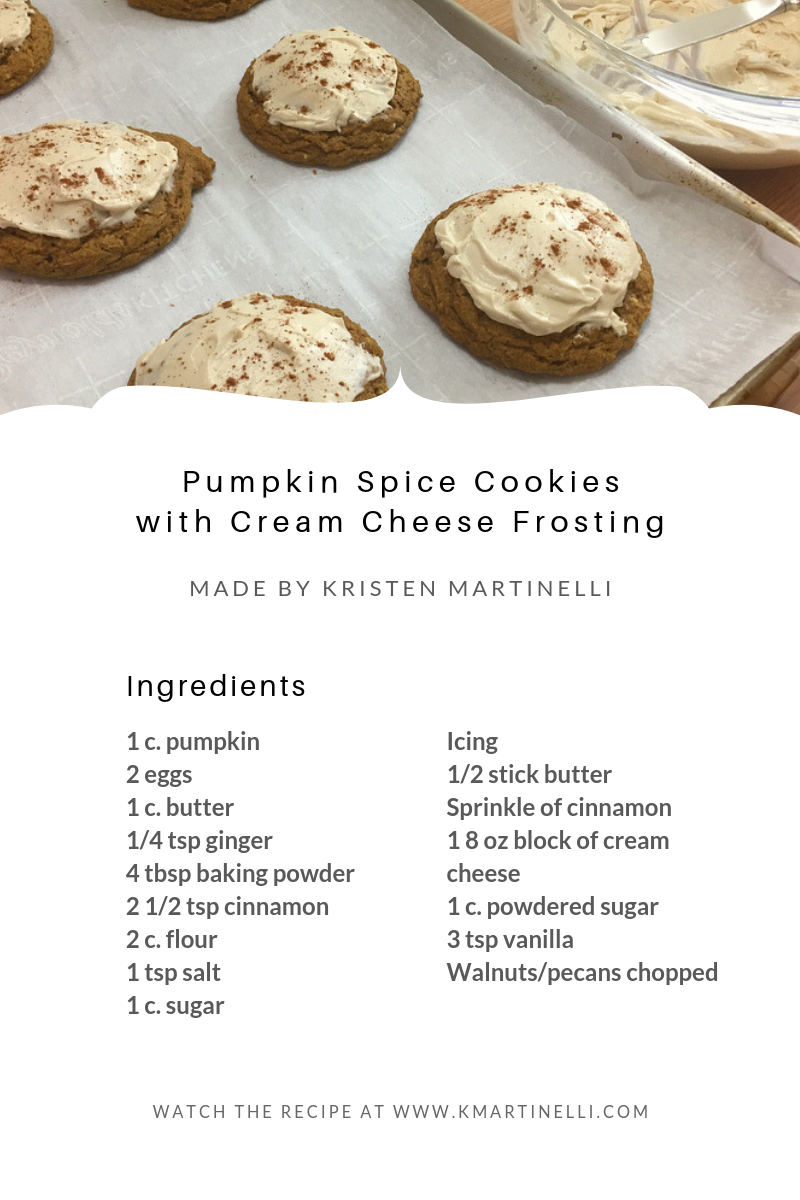 Pumpkin Spice Cookies With Cream Cheese Frosting — Kristen Martinelli for Printable Pumpkin Cookie Recipe